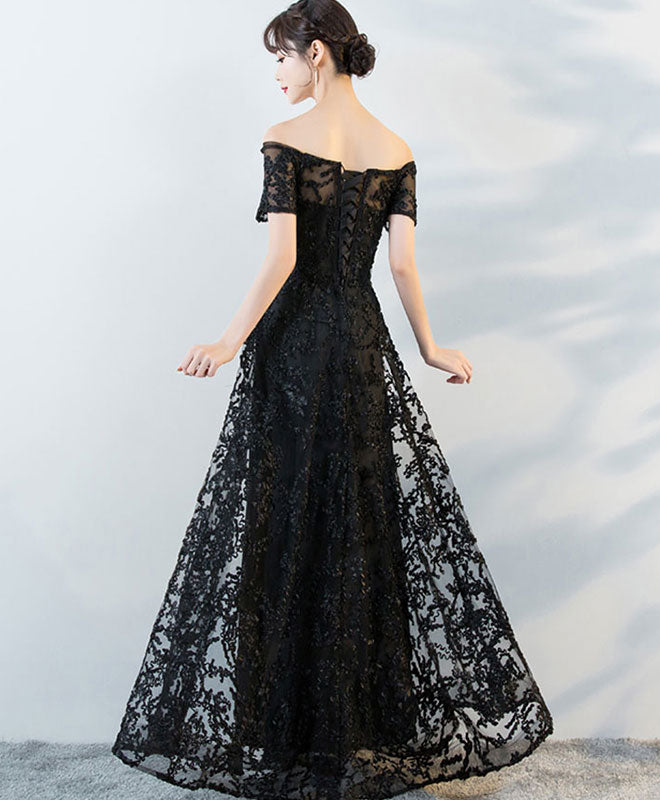 Elegant Black Tulle Lace Long Prom Dress for Women - Formal Evening Gown for Homecoming, Wedding, and Special Occasions