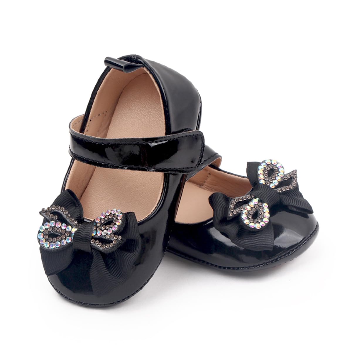 Baby Girls' First Walkers - Non-Slip Soft Sole Mary Jane Flats with Bowknot | Lightweight Infant Dress Shoes for Newborn Toddlers | Perfect for Weddings, Parties & Special Occasions