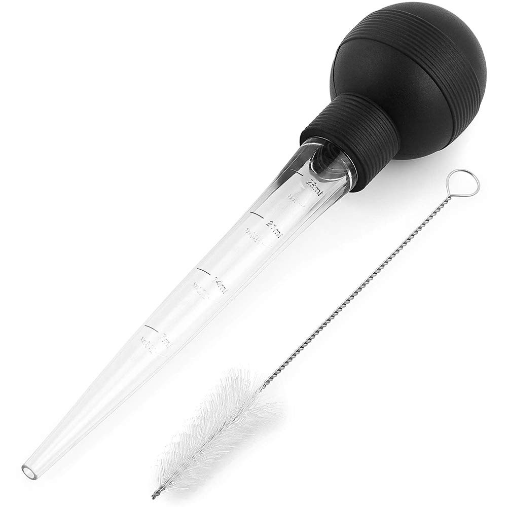 Turkey Baster Syringe with Cleaning Brush - Large Cooking Oil Dropper for Turkey, Chicken, Beef, Pork - Perfect for BBQ, Grilling & Basting Meats