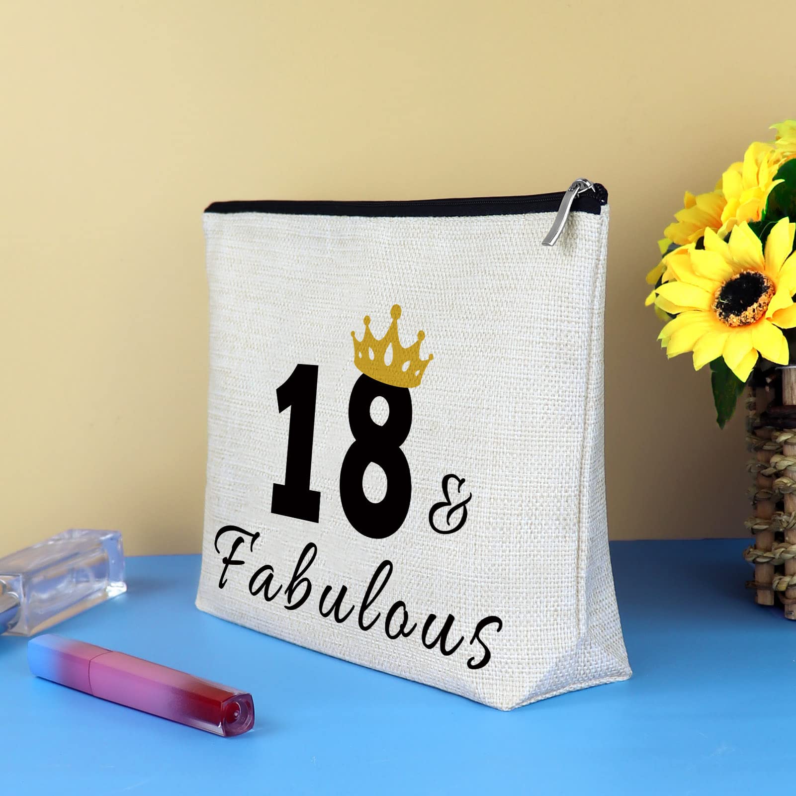 18th Birthday Gifts for Women - Personalized Makeup Bag & Cosmetic Pouch for Sister, Daughter, Niece, Granddaughter | Cute 18 Years Old Birthday Party Gift Ideas | Perfect for Travel, College Dorm, Spa Days & Teen Girl Gift Giving Occasions (2004 Birth Year Gift)