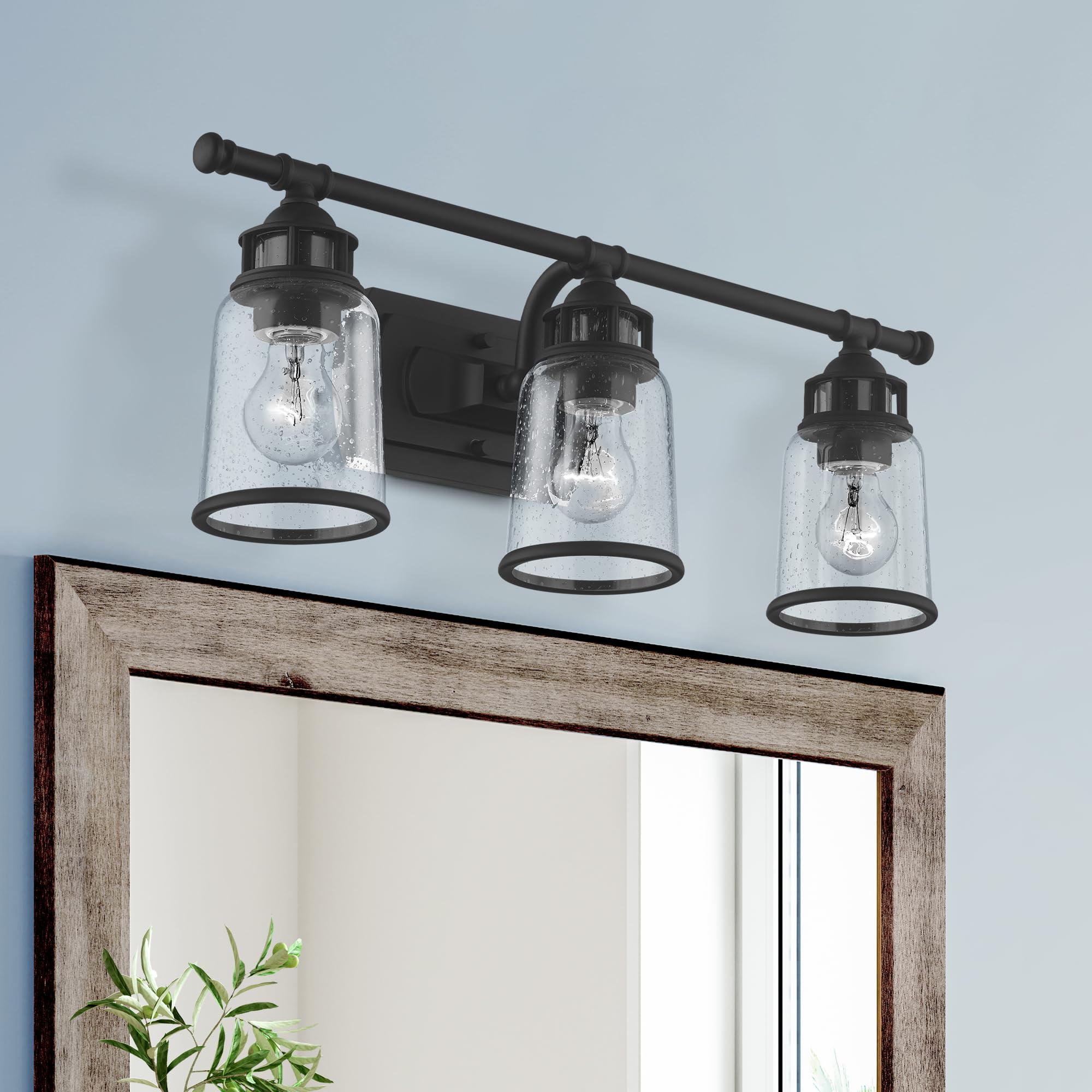 Livex Lighting 10513-04 3-Light Black Bathroom Vanity Light Fixture - Perfect for Modern Bathroom Decor and Makeup Area Lighting
