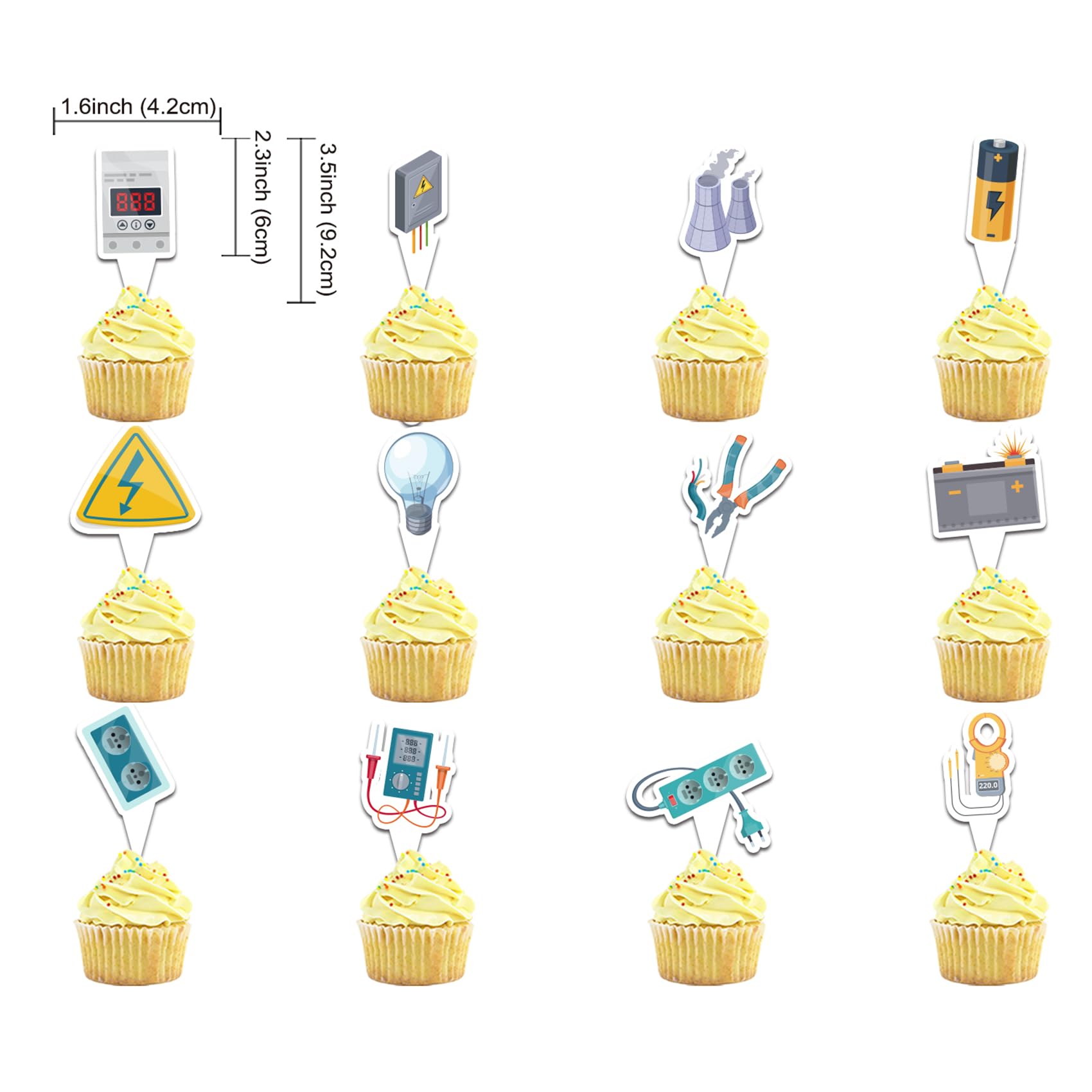 25 Pcs Electrician Cake Toppers - Lineman & Power Themed Cupcake Decorations for Electrician Birthday Party, Retirement Celebration & Appreciation Gifts - Funny Electrical Worker Party Supplies for Cakes, Cupcakes & Desserts