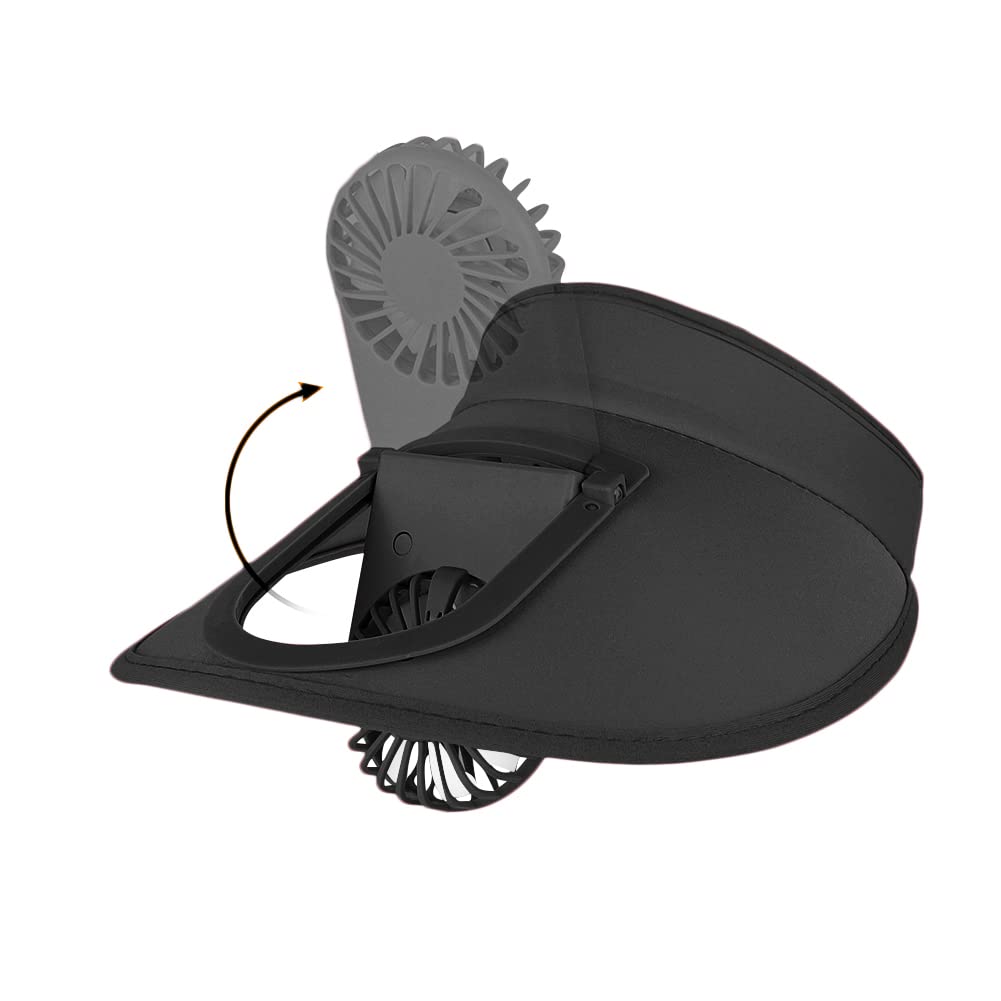 USB Rechargeable Sun Visor Hat with Cooling Fan - UPF50+ Wide Brim Sun Protection Hat for Women & Men - Perfect for Beach, Golf, Hiking & Outdoor Activities