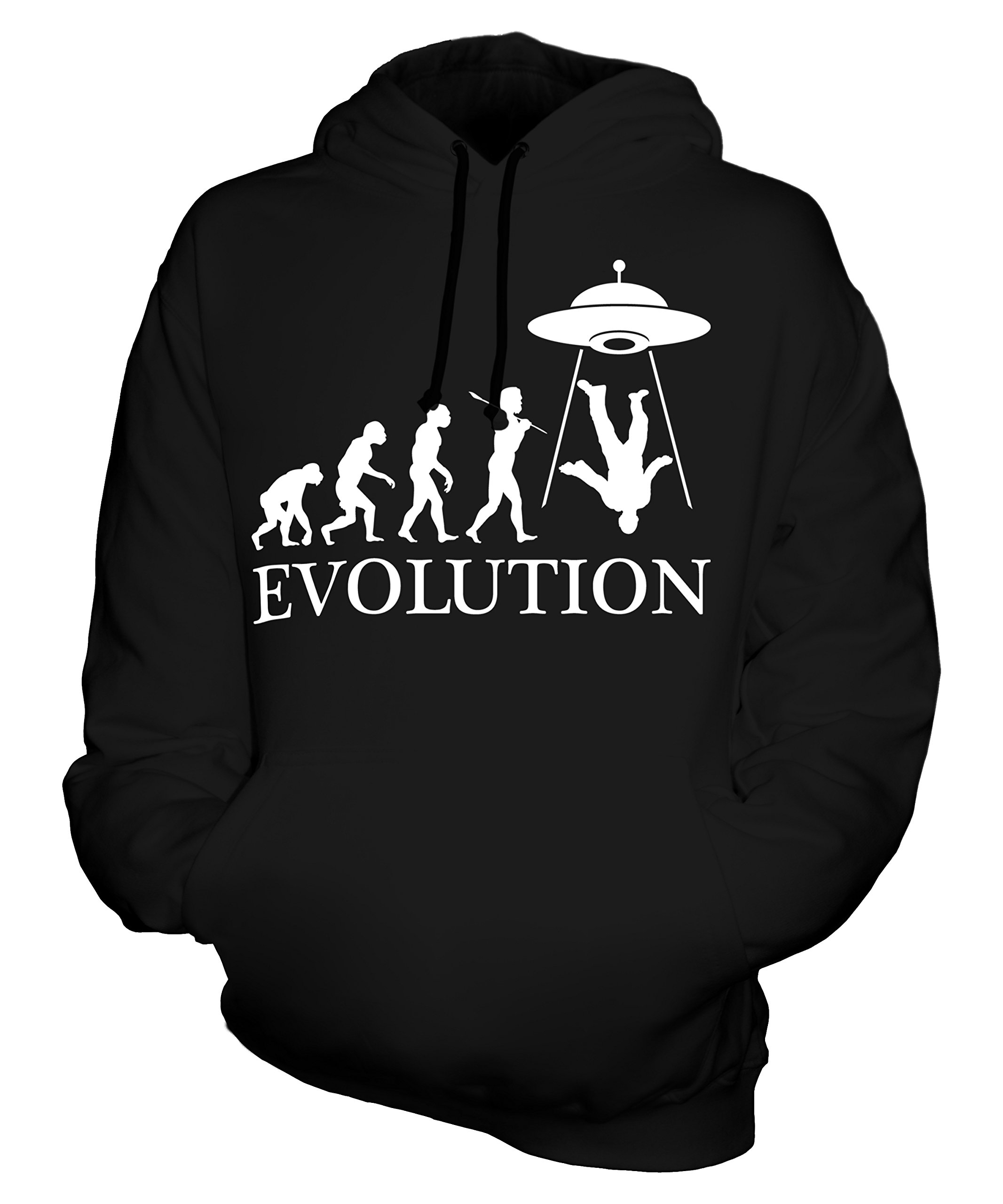 Unisex UFO Invasion Evolution of Man Hoodie - Men's & Women's Graphic Pullover Sweatshirt - Perfect for Sci-Fi Fans, Streetwear & Casual Outfits