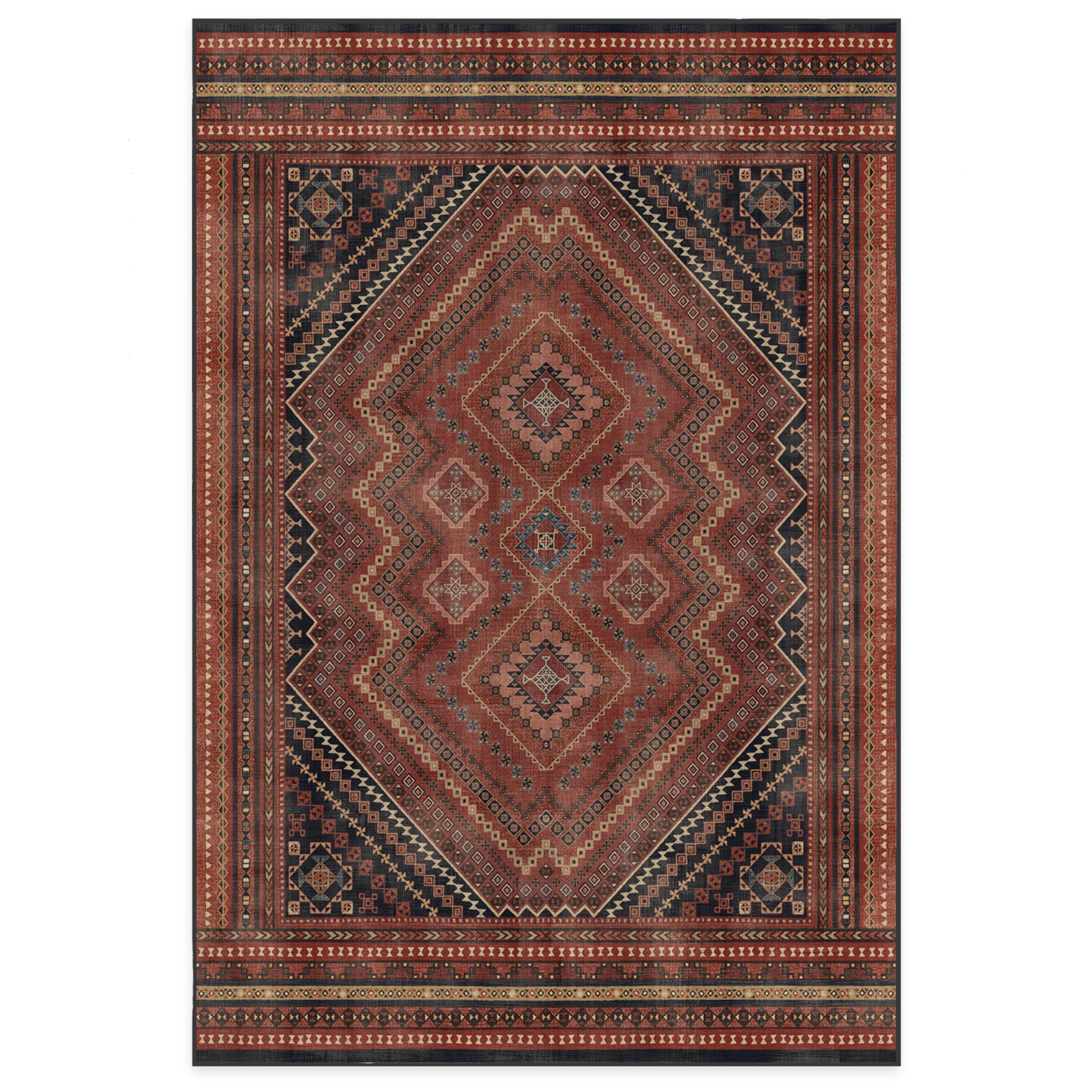 Ruggable Washable 6x9 Area Rug - Kaden Amber Red | Premium Non-Slip Rug for Living Room, Bedroom, Kitchen, Office & Classroom | Waterproof & Easy to Clean Home Decor | Perfect for High Traffic Areas & Pet-Friendly Spaces