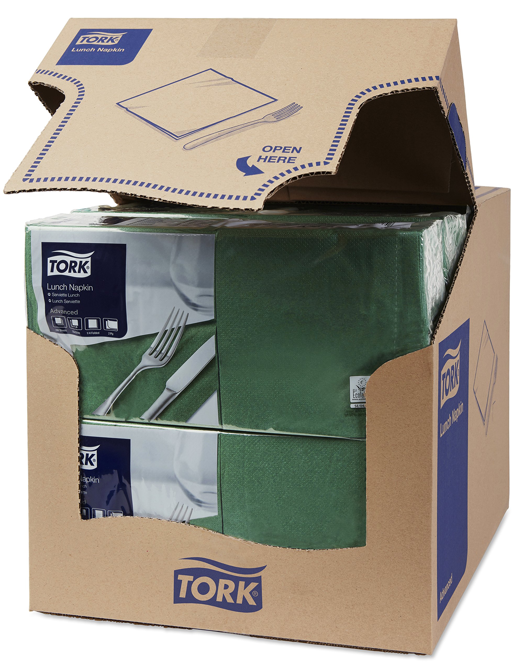 Tork 477214 Premium 2-Ply Lunch Napkins, Oak Green, 33cm x 32.5cm (13