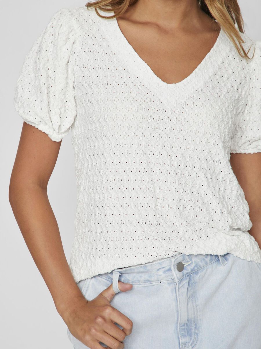 Greta V Neck Top for Women - Soft & Comfortable Cloud Dancer Blouse - Perfect for Office, Date Night & Casual Outings