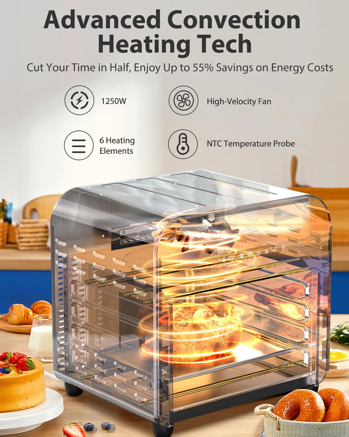14QT Air Fryer Toaster Oven - 8-in-1 Smart Countertop Convection Oven with Grill, Roast, Bake, Broil & Dehydrate Functions | Stainless Steel Oil-Free Cooking | Includes 45 Recipes & Accessories | Perfect for Healthy Meals, Family Dinners & Party Snacks