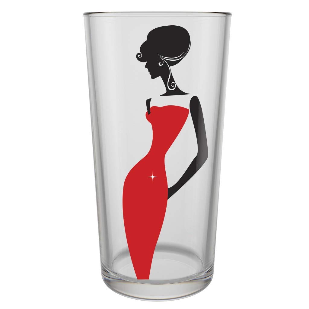 Premium 10.1 oz Red Line Cocktail Glasses Set of 6 - Bourbon, Whiskey & Wine Drinking Glasses for Home Bar, Parties & Gifts