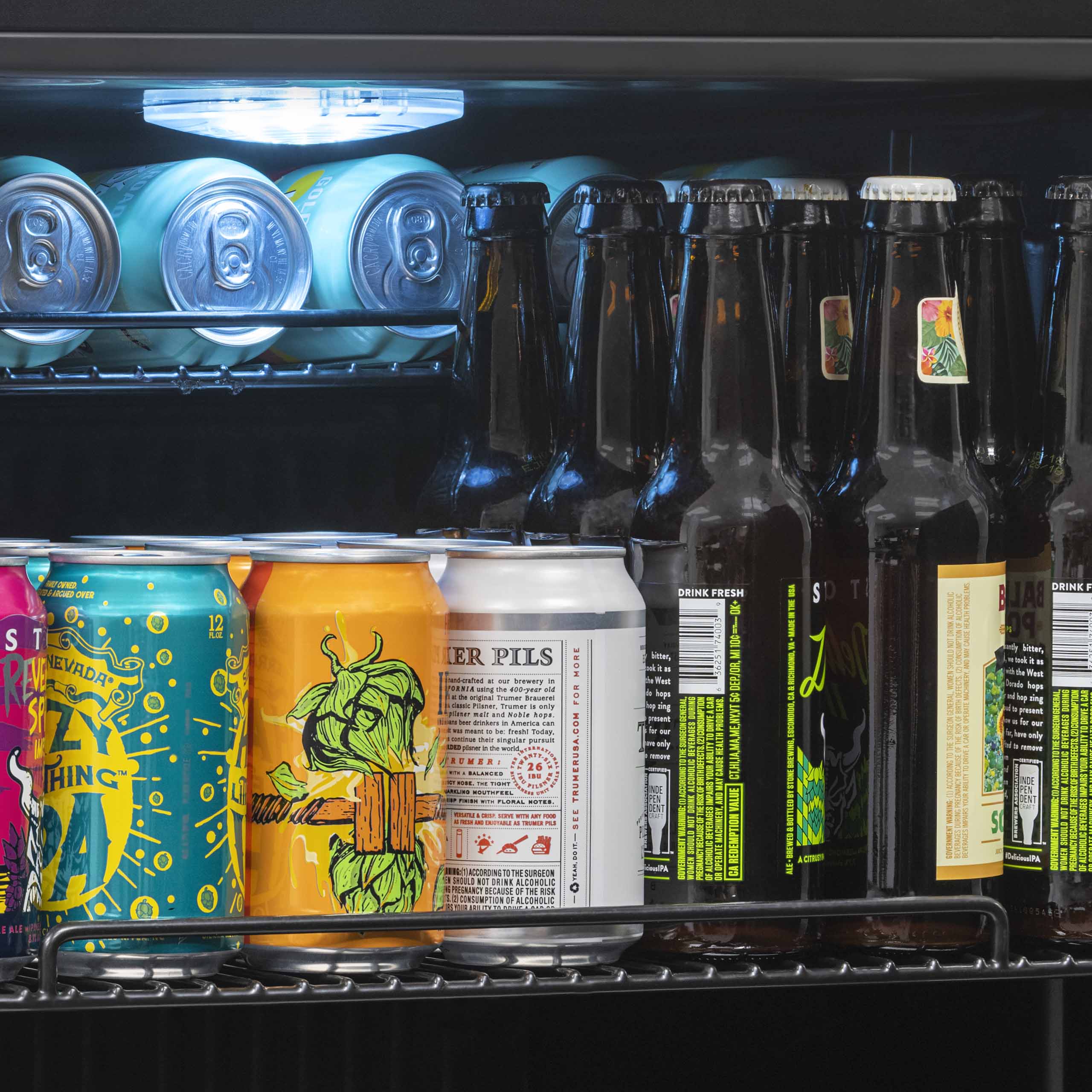 Newair® 160 Can Freestanding Stainless Steel Beverage Refrigerator - Perfect for Home Bar, Office, or Garage - Keep Drinks Cold & Organized