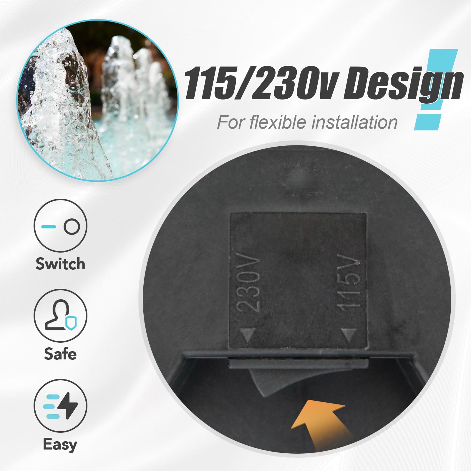 DOE-Compliant 1.5HP Dual Voltage 115/230V Swimming Pool Pump - 75GPM Flow Rate for In-Ground & Above Ground Pools - 1.25