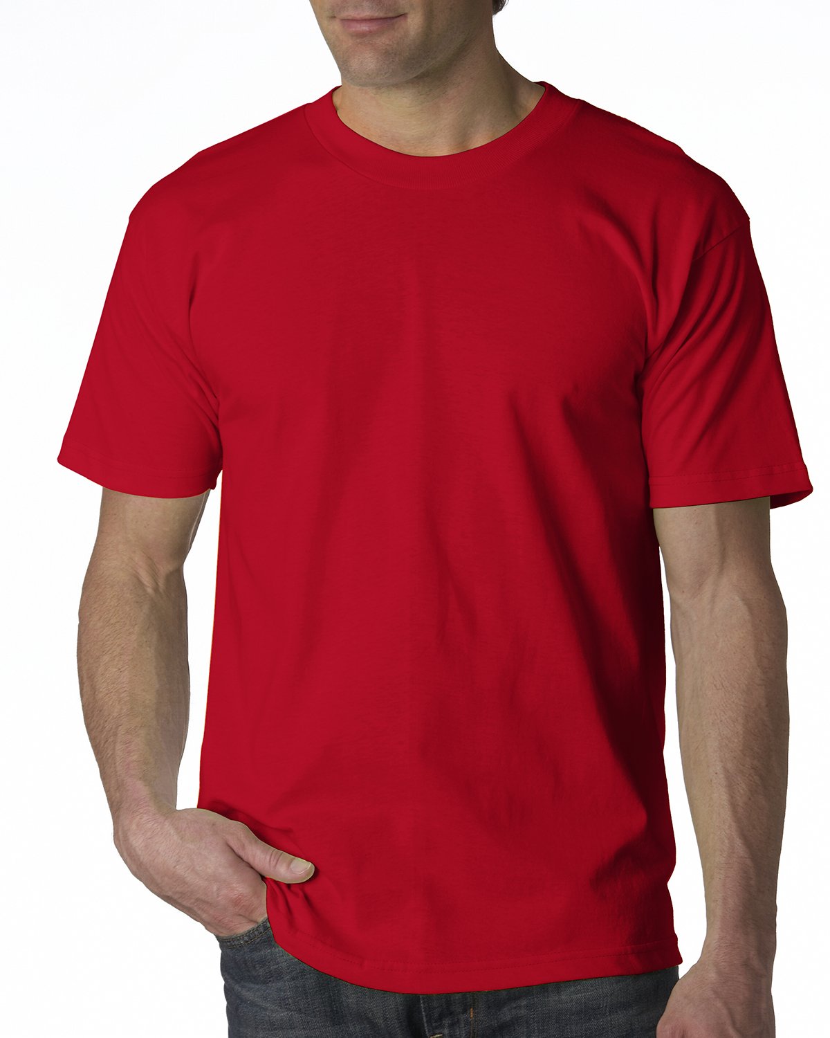 Bayside 5100 Men's Basic Cotton T-Shirt - Soft Comfortable Crew Neck Tee for Casual Wear (Red, Large) | Perfect for Everyday Outfits, Lounge & Gym