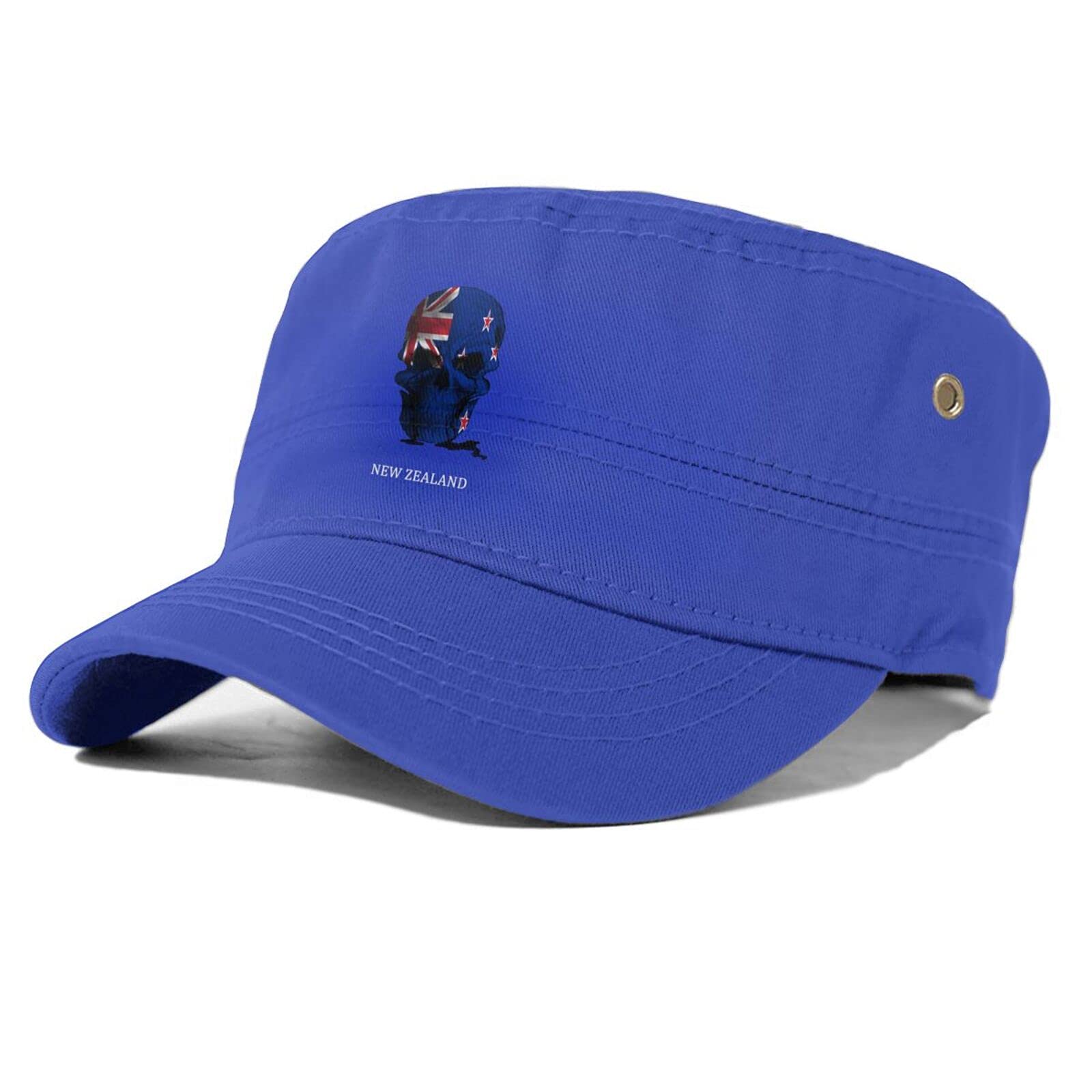 New Zealand Flag Skull Flat Cap - Adjustable Baseball Hat for Men & Women - Sun Protection Outdoor Hat for Hiking, Fishing, and Sports Events