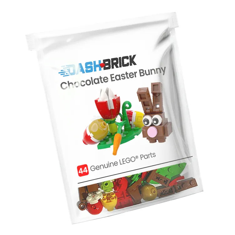 LEGO Chocolate Brick Bunny Easter Bunny with Flower & Eggs MiniMOC Building Kit - Perfect for Easter Decorations, DIY Gifts & Creative Play