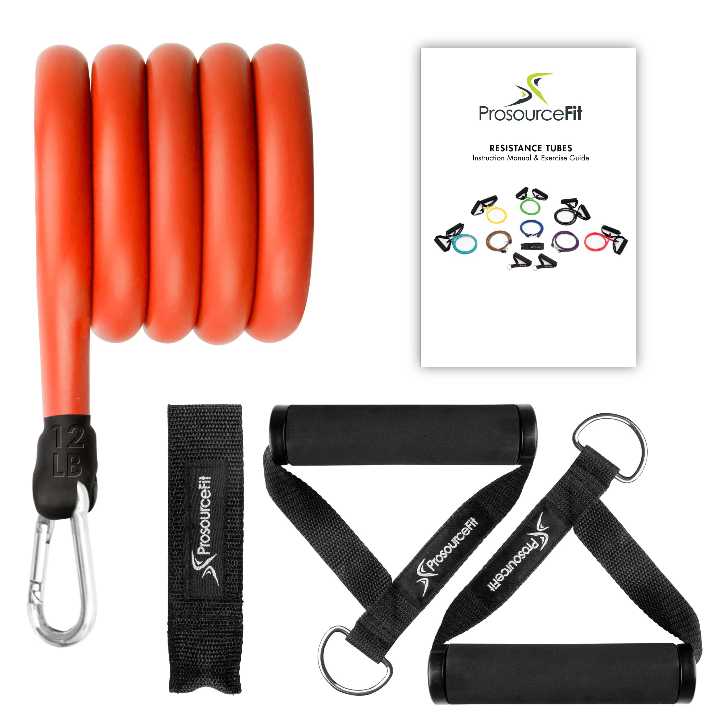 ProsourceFit Heavy Duty Stackable Resistance Bands Set (12-16 LB) with Door Anchor & Exercise Guide - Full Body Workout Equipment for Home Gym, Strength Training, Physical Therapy & Fitness Enthusiasts - Perfect for Toning, Muscle Building & Rehabilitation Exercises
