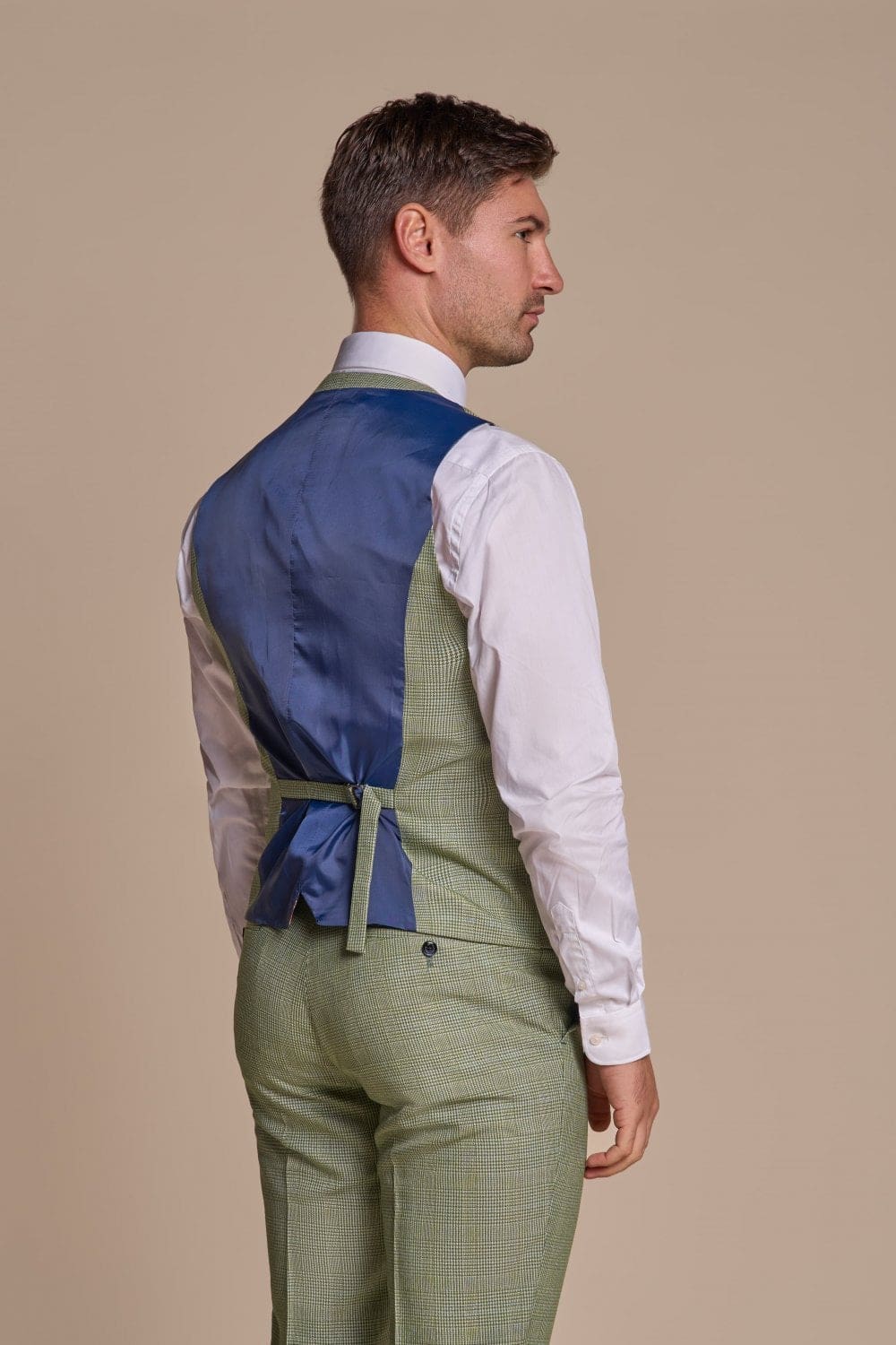 Cavani Caridi Men's Sage Tweed Waistcoat Vest | Classic Slim Fit Formal Vest for Weddings, Business & Special Occasions