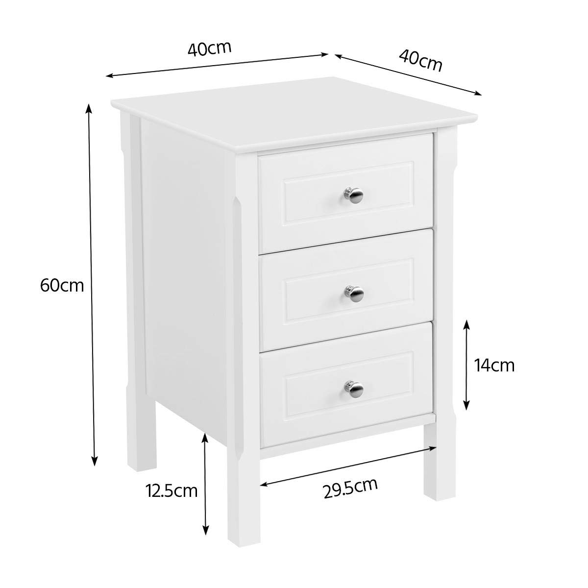 Yaheetech 2-Piece Set of 3-Drawer Bedside Cabinets - 60cm Height Nightstand with Storage for Bedroom, Living Room & Office Organization - Modern Bedside Chest of Drawers for Home Decor