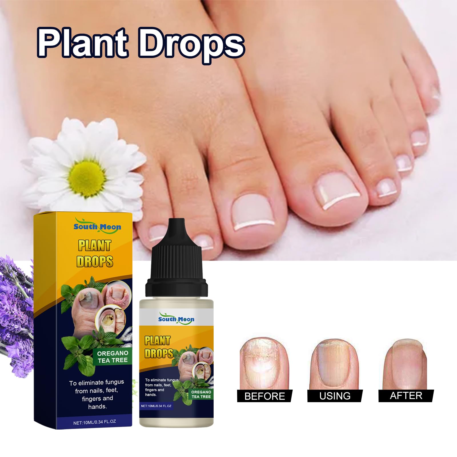 South Moon Plant Drops & Multi-Purpose Nail Treatment - 2 oz Natural Cuticle Oil for Dry Hands, Nail Growth & Hydration | Perfect for Manicures, Pedicures & At-Home Nail Care