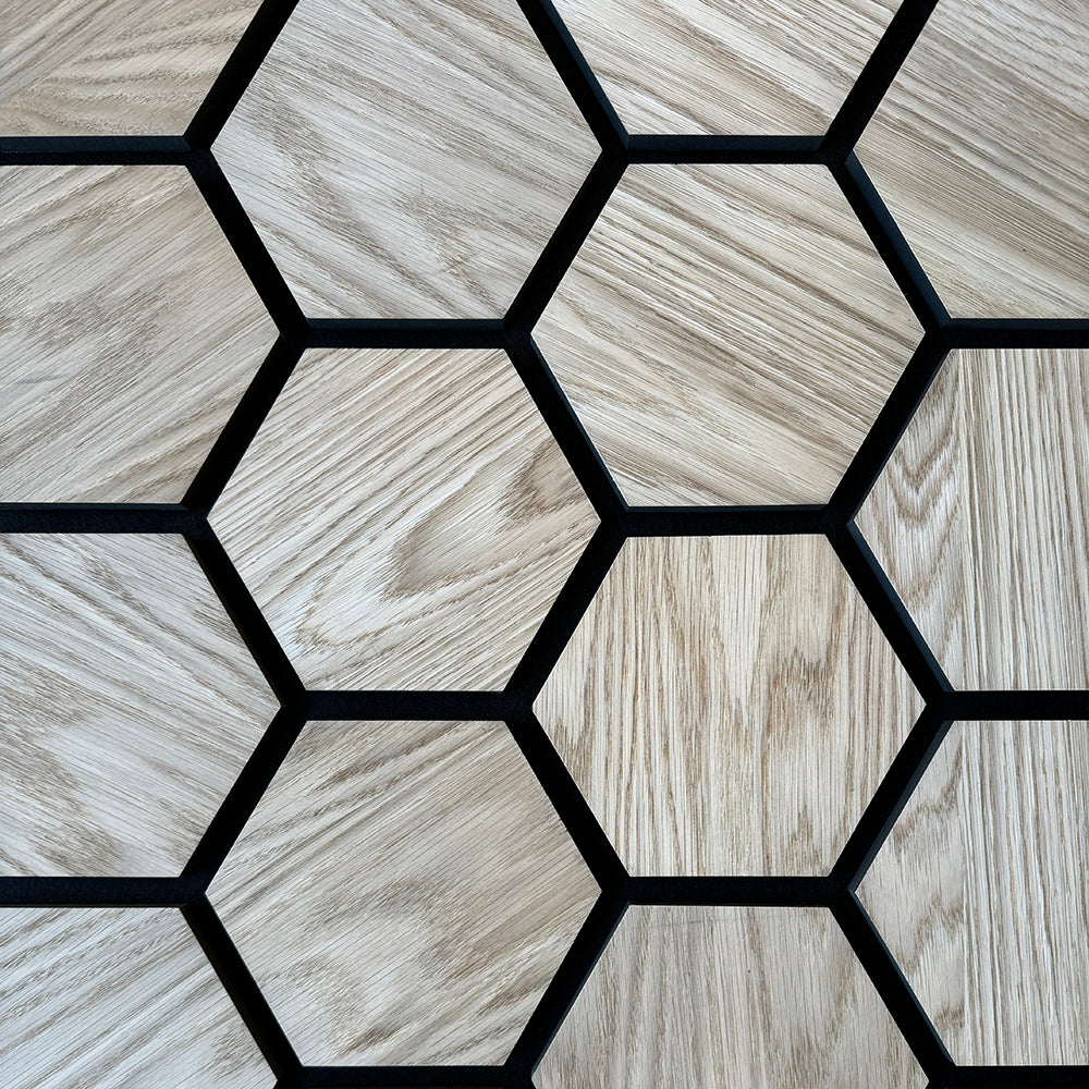 Hexagon WOODFLEX Acoustic Wood Wall Panels - Soundproofing & Decorative Wall Tiles for Home Theater, Office & Studio (Sample)