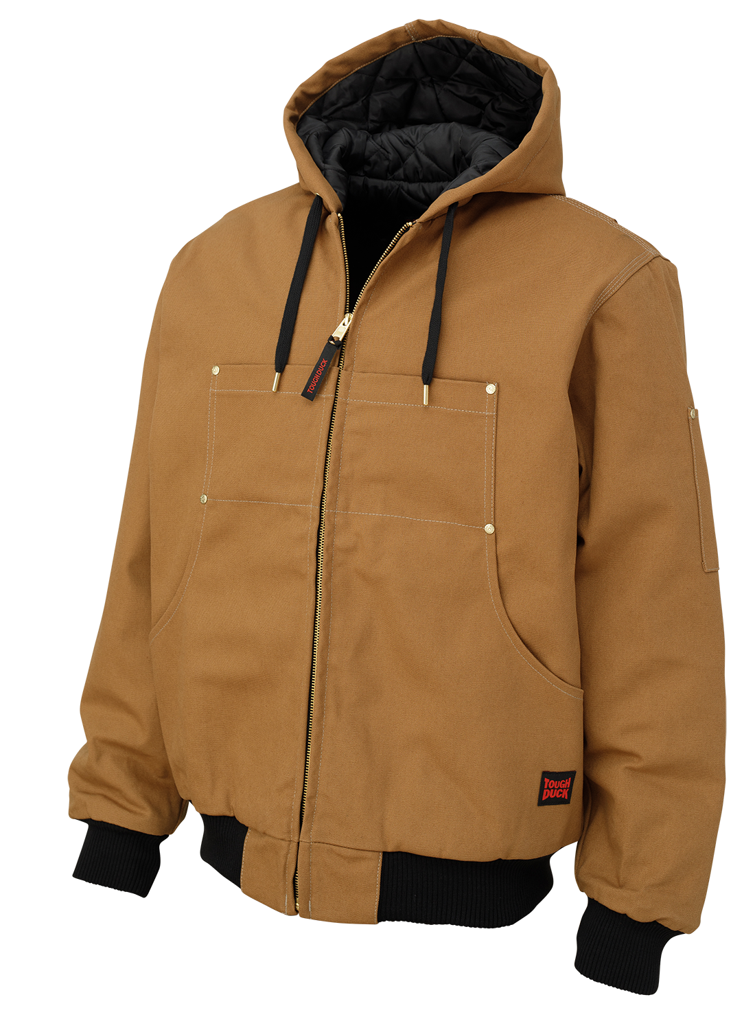 Tough Duck Classic Hooded Duck Bomber Jacket WJ30 - Waterproof & Windproof Men's Work Jacket for Outdoor, Construction & Winter Wear
