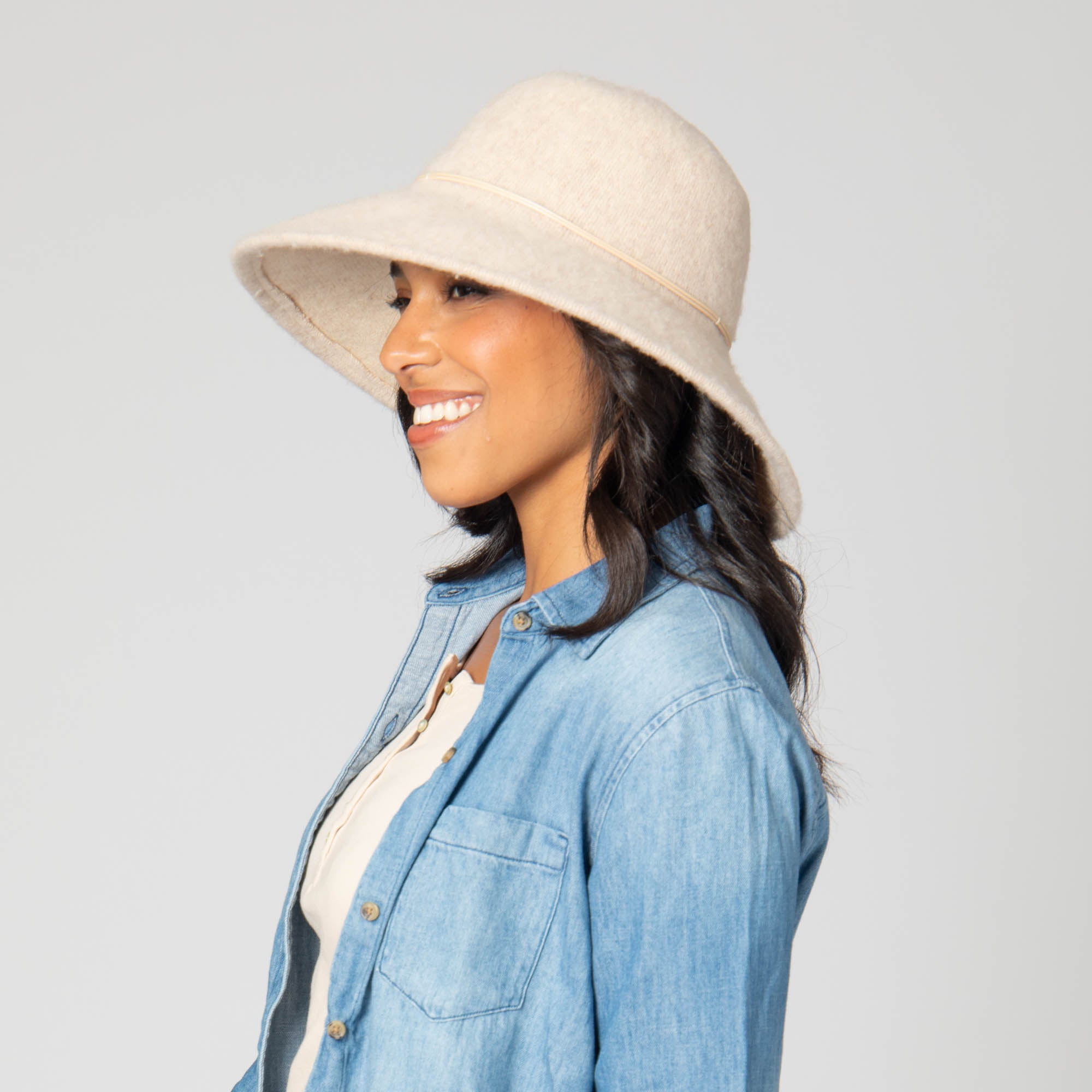 Park Lane Wool Blend Floppy Hat with Leather Cording Trim - Stylish Winter Hat for Women, Fashionable Wide Brim Sun Hat for Outdoor Activities, Beach, Travel & Casual Wear
