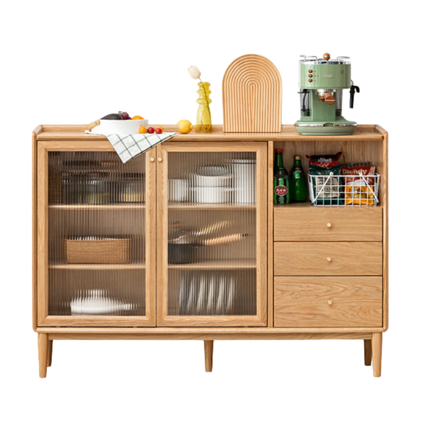 Premium Solid Wood Sideboard with Sliding Doors - Oak, Ash, Black Walnut & Cherry Options - Perfect for Dining Room Storage & Living Room Organization