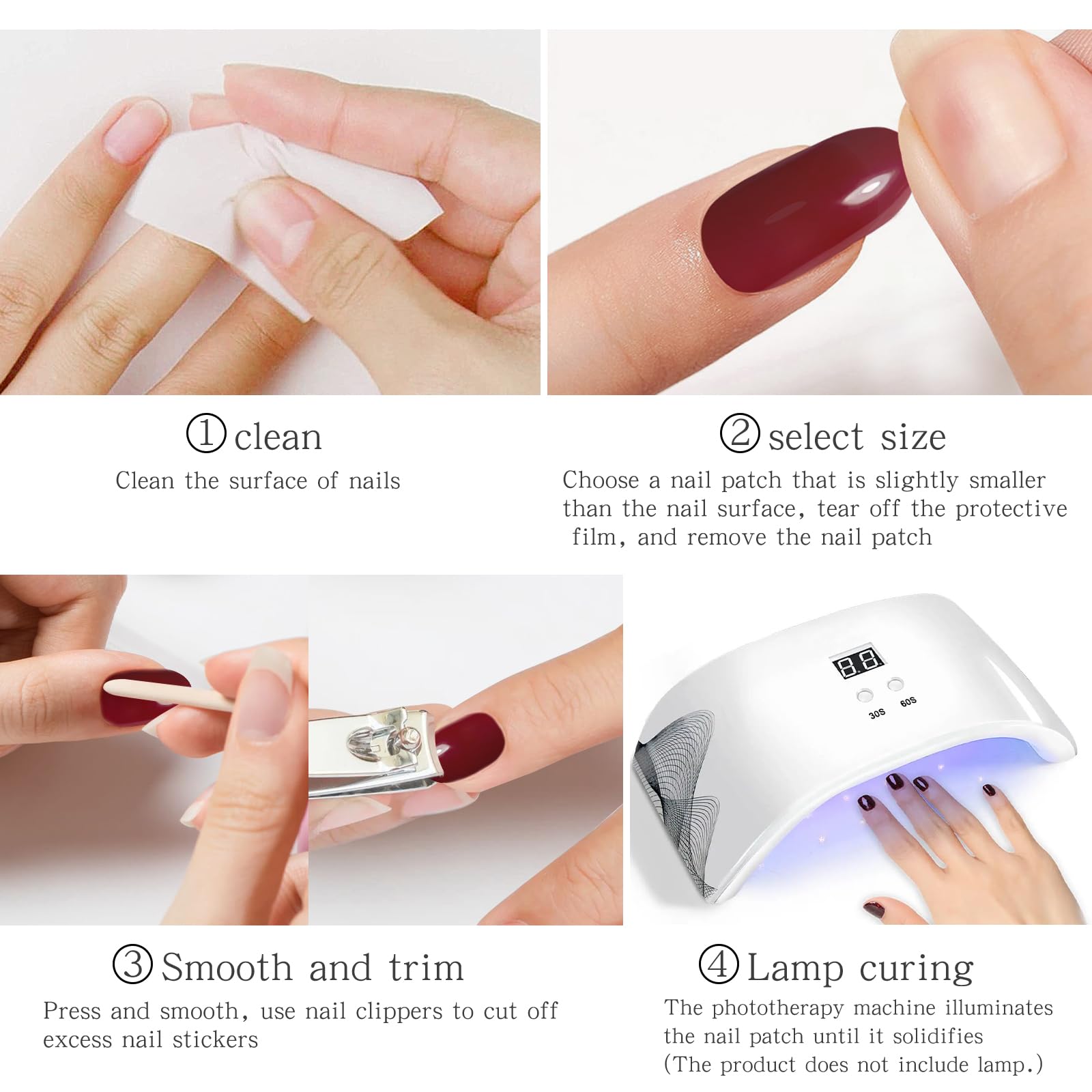 JMEOWIO White Flower Semi-Cured Gel Nail Stickers - UV/LED Cured Nail Strips for DIY Nail Art Designs | Perfect for Home Manicures, Bridal Nails & Salon Nail Decorations