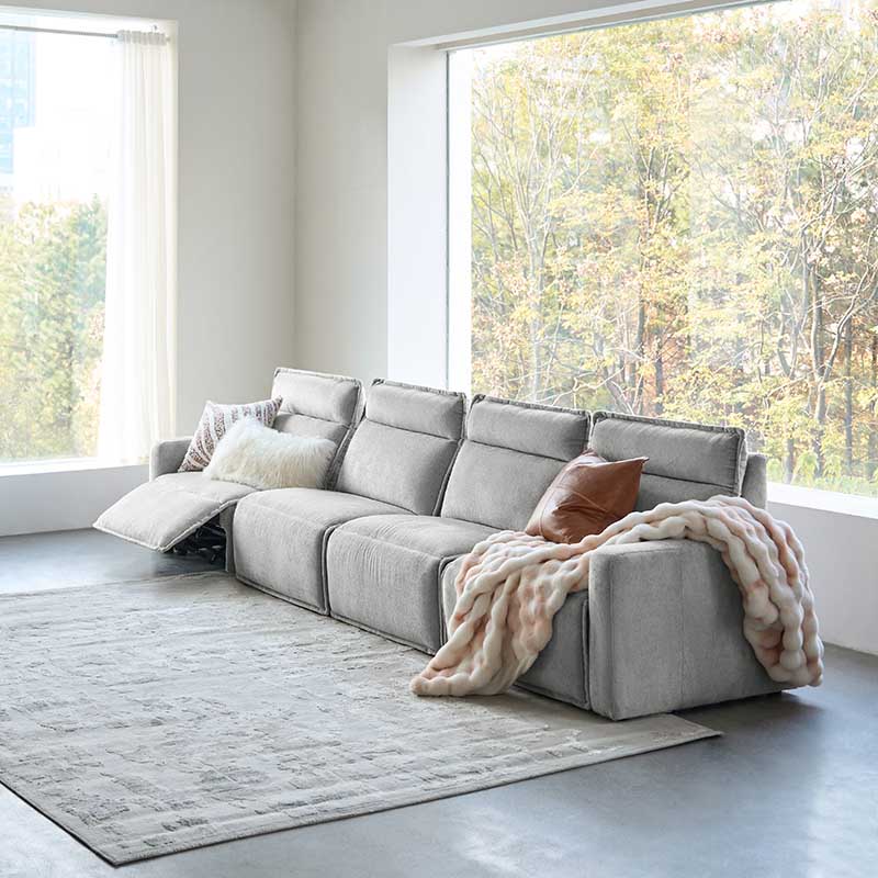 Essentia Power Reclining Corner Sofa - Easy Care Fabric Sectional Couch with USB Charging for Living Room, Home Theater & Family Room Comfort