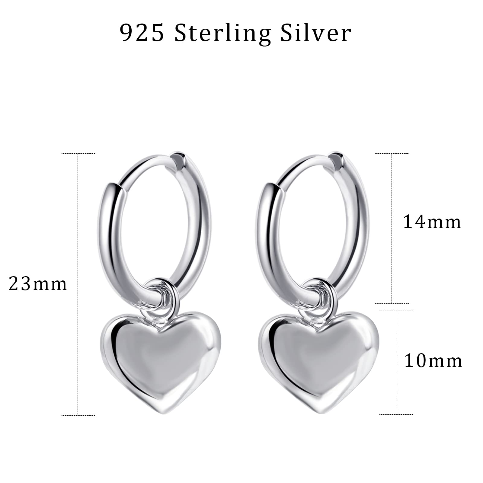 Hypoallergenic Silver Heart Dangle Huggie Hoop Earrings for Women & Teen Girls - Perfect for Valentine's Day, Date Night & Everyday Wear