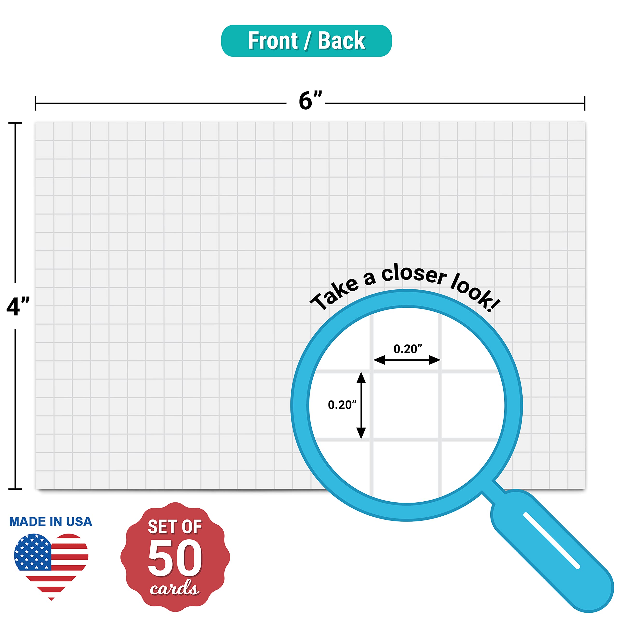 321Done Graph Ruled Index Cards - 50 Pack of 4