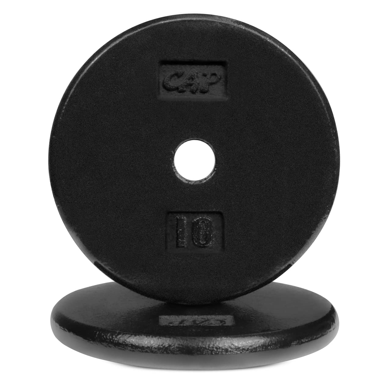 CAPHAUS Black Standard Solid Cast Iron Weight Plates 1-inch Center Hole for Standard Barbell & Dumbbell Handles - 1.25LB to 50LB (Multiple Sizes) - Perfect for Home Gym, Strength Training & Weightlifting Workouts