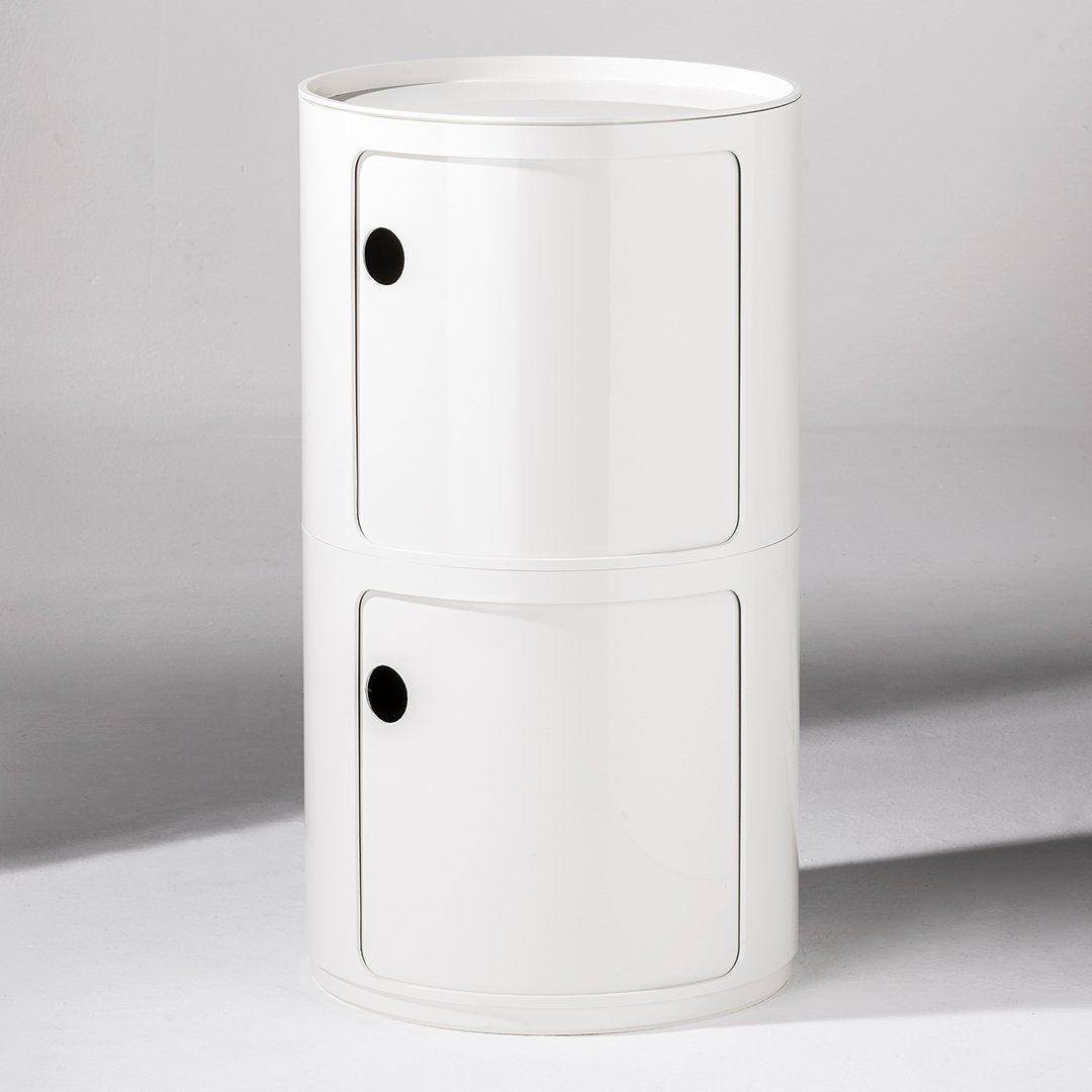 Componibili Round Large Stackable Storage Tower - Organizer for Bedroom, Living Room & Office - Modern Modular Furniture for Home Decor