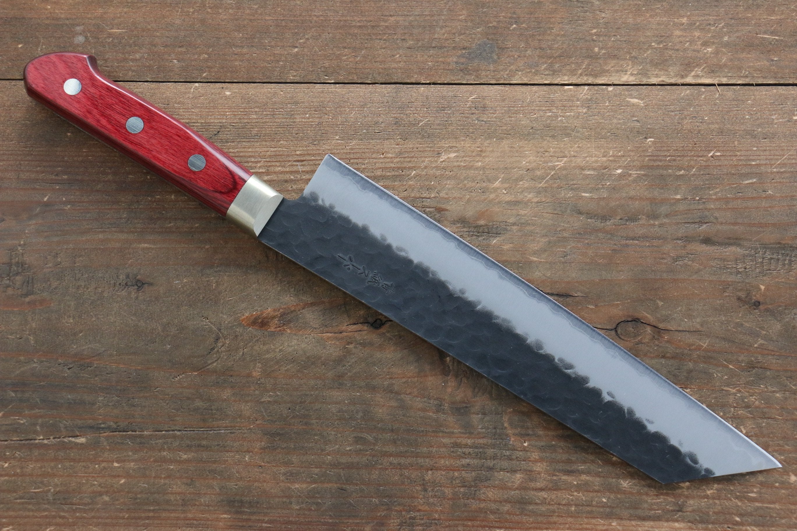 Premium Seisuke Kurobeni Blue Super Hammered Kurouchi Kiritsuke Gyuto Knife 210mm - Japanese Chef Knife with Red Pakka Wood Handle - Perfect for Sushi, Sashimi & Precision Cutting