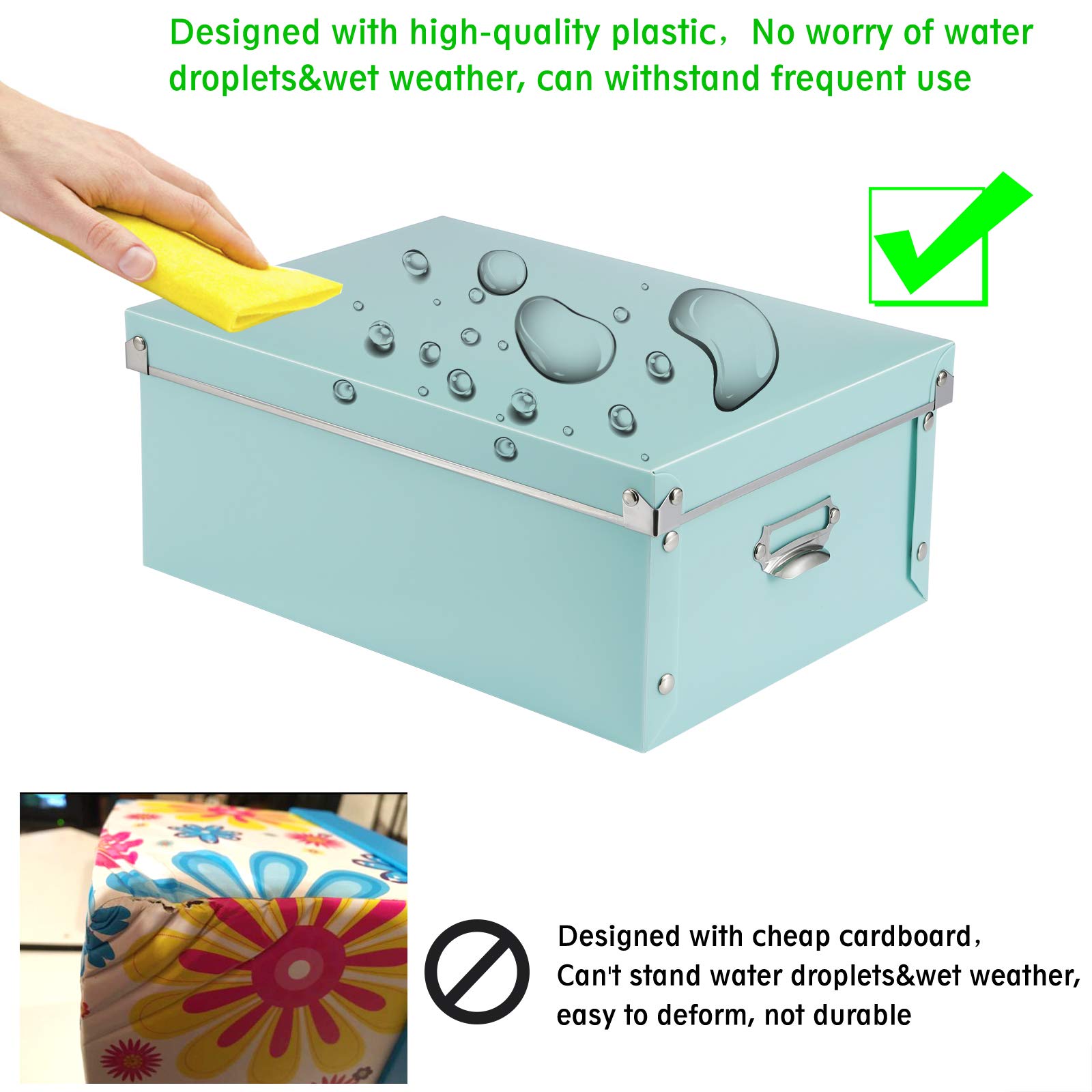 SEEKIND 3-Piece Foldable Storage Box Set with Lids & Handles - Multi-Size Plastic Organizer for Clothes, Cosmetics, Books | Space-Saving Home & Office Storage Solution