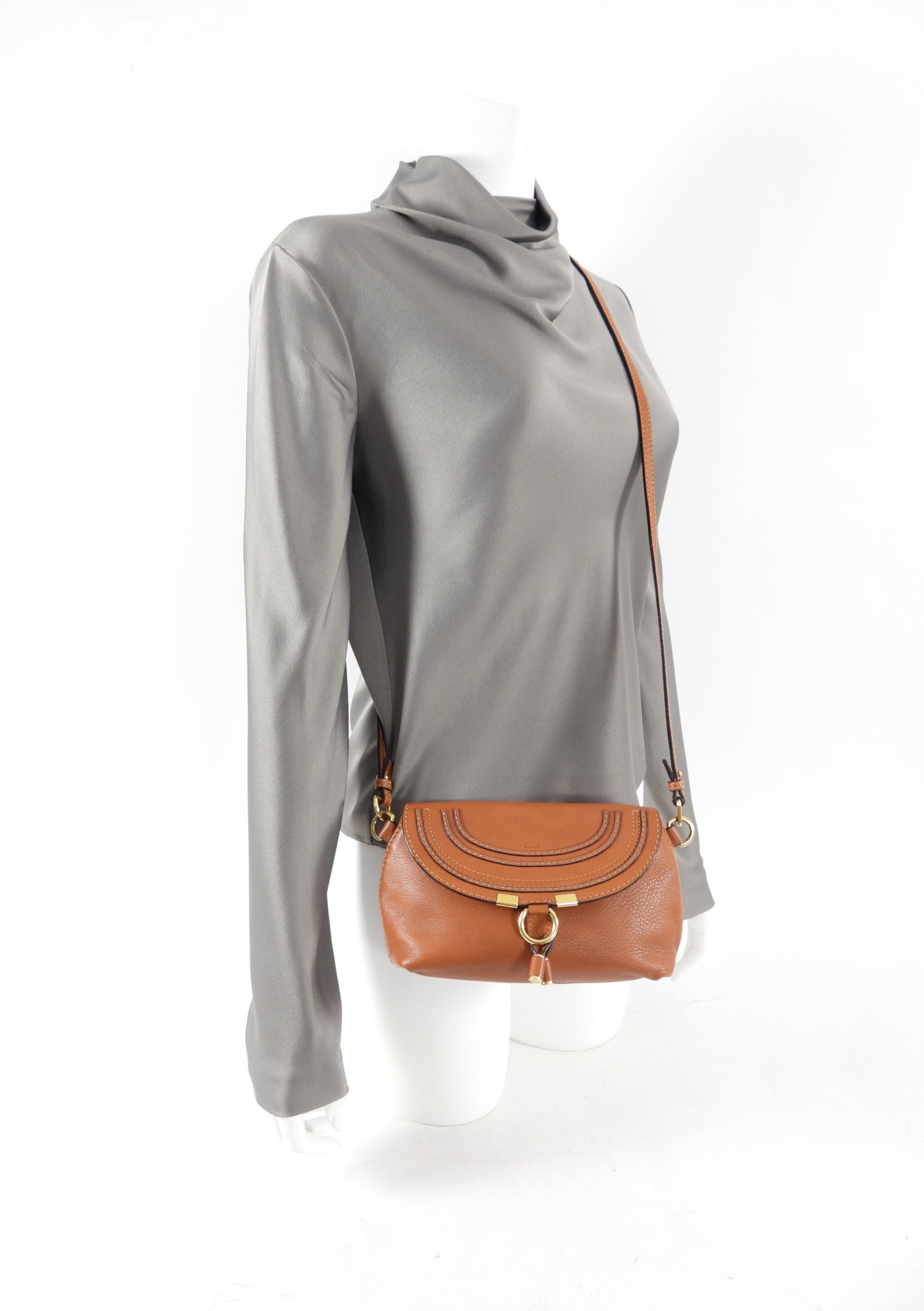 Chloe Tan Mini Marcie Crossbody Bag - Stylish Leather Shoulder Purse for Women | Perfect for Everyday Use, Travel & Date Night