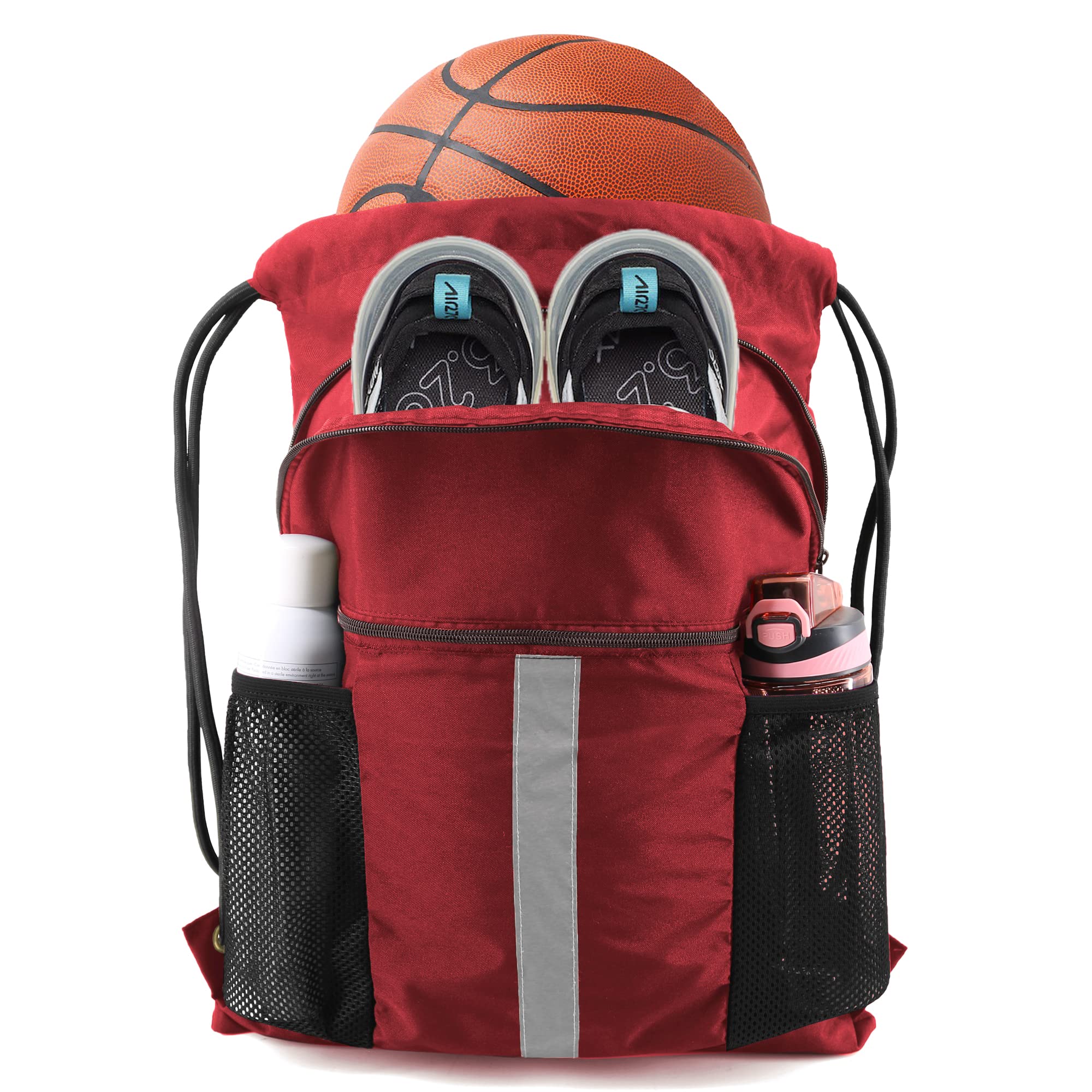 BeeGreen Large Gym Backpack with Shoe Compartment - Black for Sports & Travel
