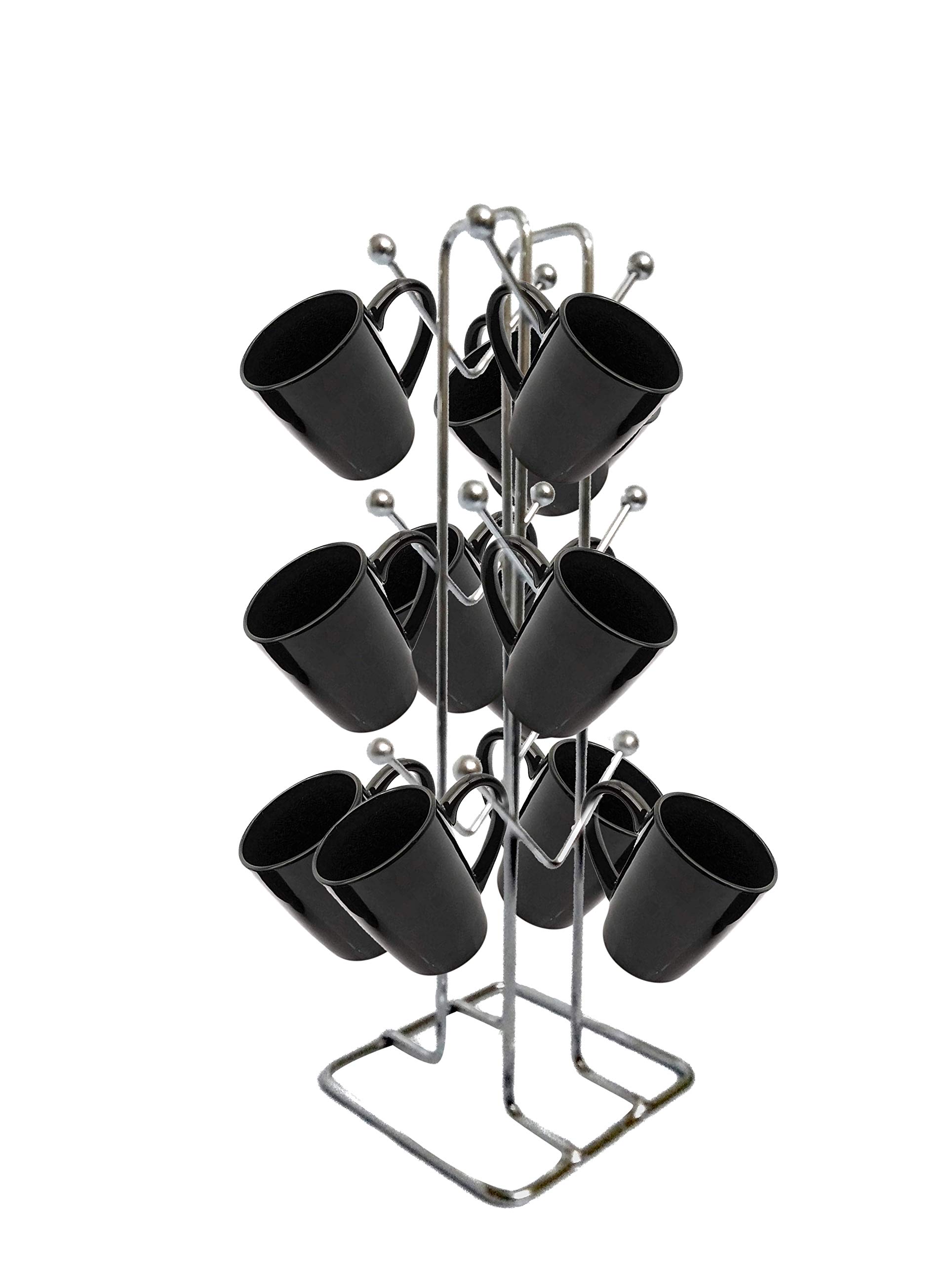 YKM Lifestyle Modular Kitchens Stainless Steel V-Shaped Cup Holder - Medium Size (12 Cup Capacity, Silver) - Perfect for Kitchen Organization & Coffee Bar Display