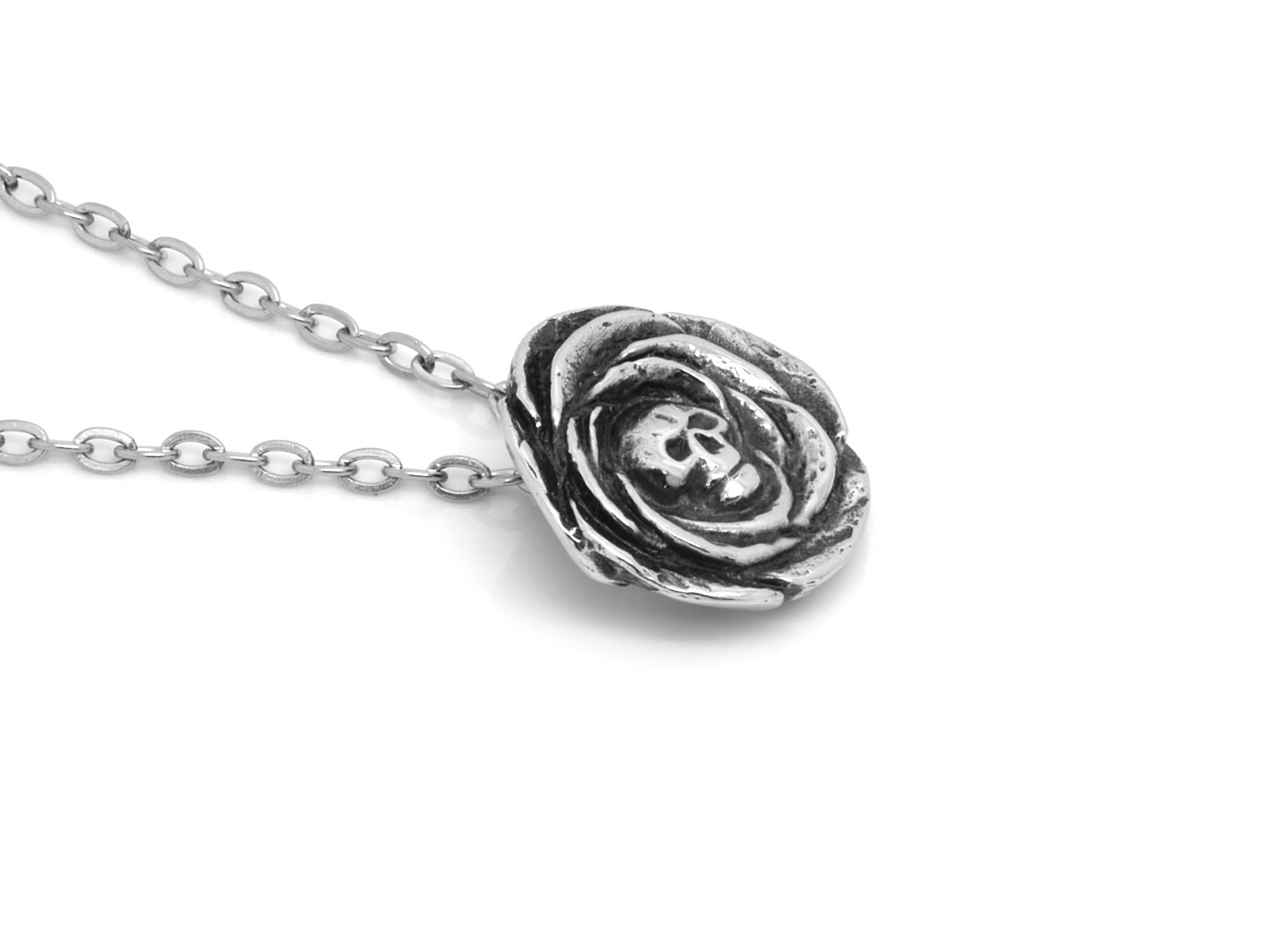 Gothic Rose Skull Necklace - Memento Mori Floral Death Head Jewelry for Women - Perfect for Halloween, Gothic Fashion & Dark Aesthetic Outfits