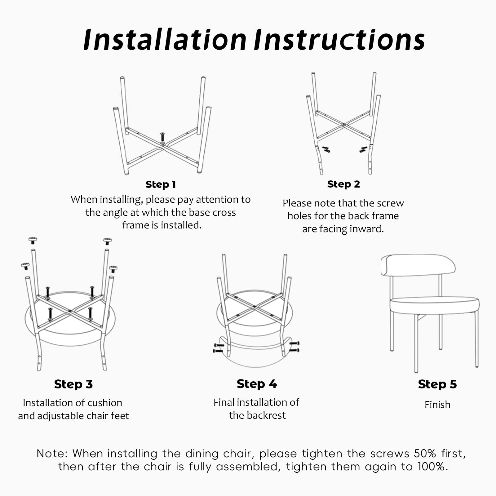 SoarFlash Mid Century Modern Dining Chairs Set of 4 - Beige Boucle Upholstered Kitchen Chairs with Curved Backrest & Black Metal Legs for Dining Room, Kitchen, Breakfast Nook & Home Decor