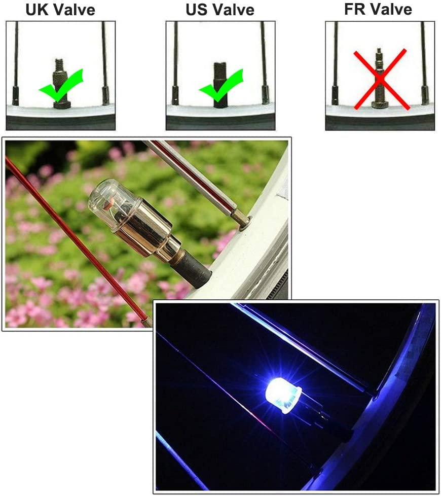 4 Pack Tire Valve Stem Lights - LED Neon Wheel Lights for Cars, Bikes, Trucks & Golf Carts - Includes 12 Extra Batteries (Blue) - Perfect for Night Rides, Car Shows & Vehicle Customization