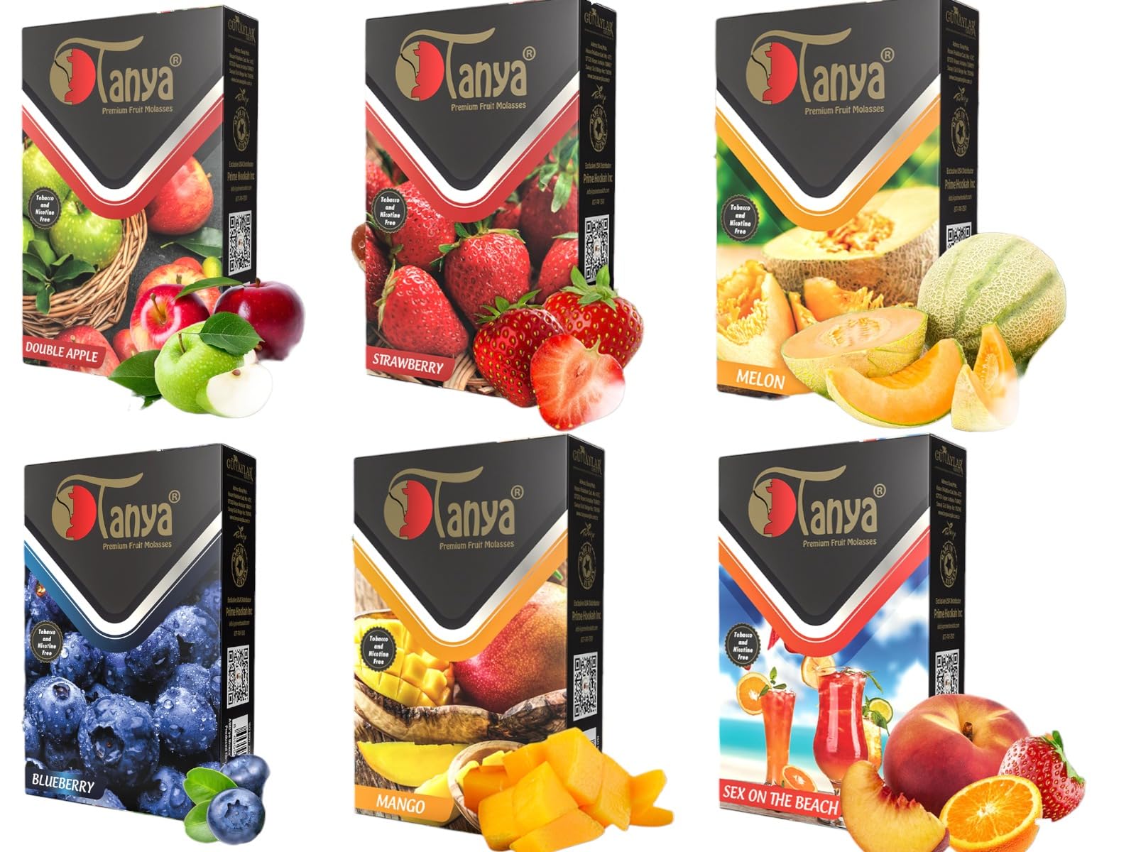Premium Herbal Hookah Shisha Flavors - Tobacco & Nicotine Free Fruit Variety Pack (6 Fruity Flavors) | Natural Herbal Molasses for Relaxation, Social Gatherings & Hookah Parties