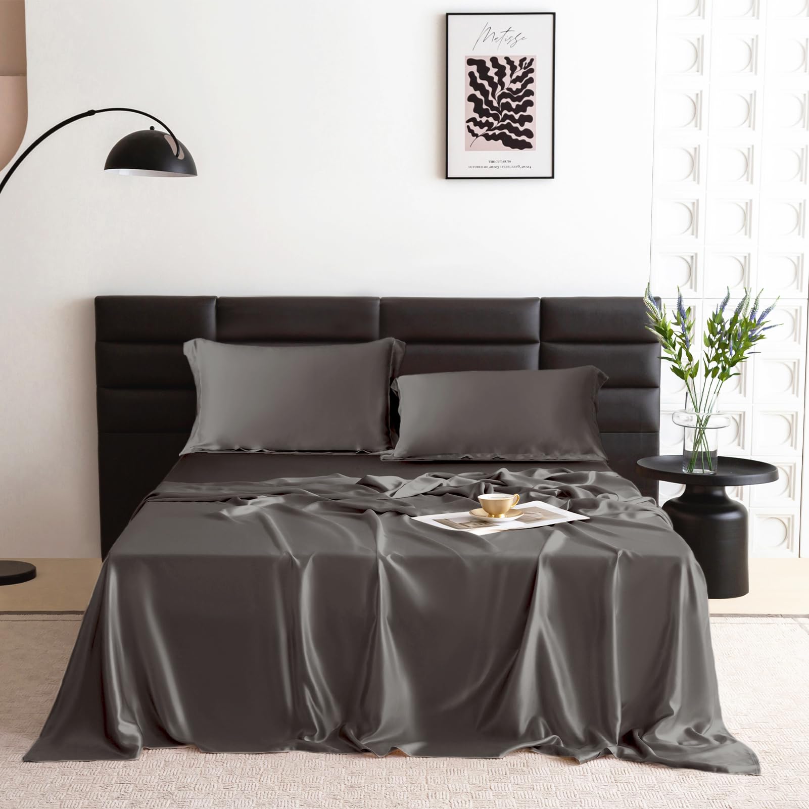 Premium 22 Momme 7A+ Grade Silk Sheets Set - King Size 4 Piece (1 Flat Sheet, 1 Fitted Sheet, 2 Pillowcases) - Ultra Soft & Breathable Mulberry Silk Bedding - Luxury Bed Sheets for Hot Sleepers & Sensitive Skin - Perfect for Master Bedrooms & Gift Giving