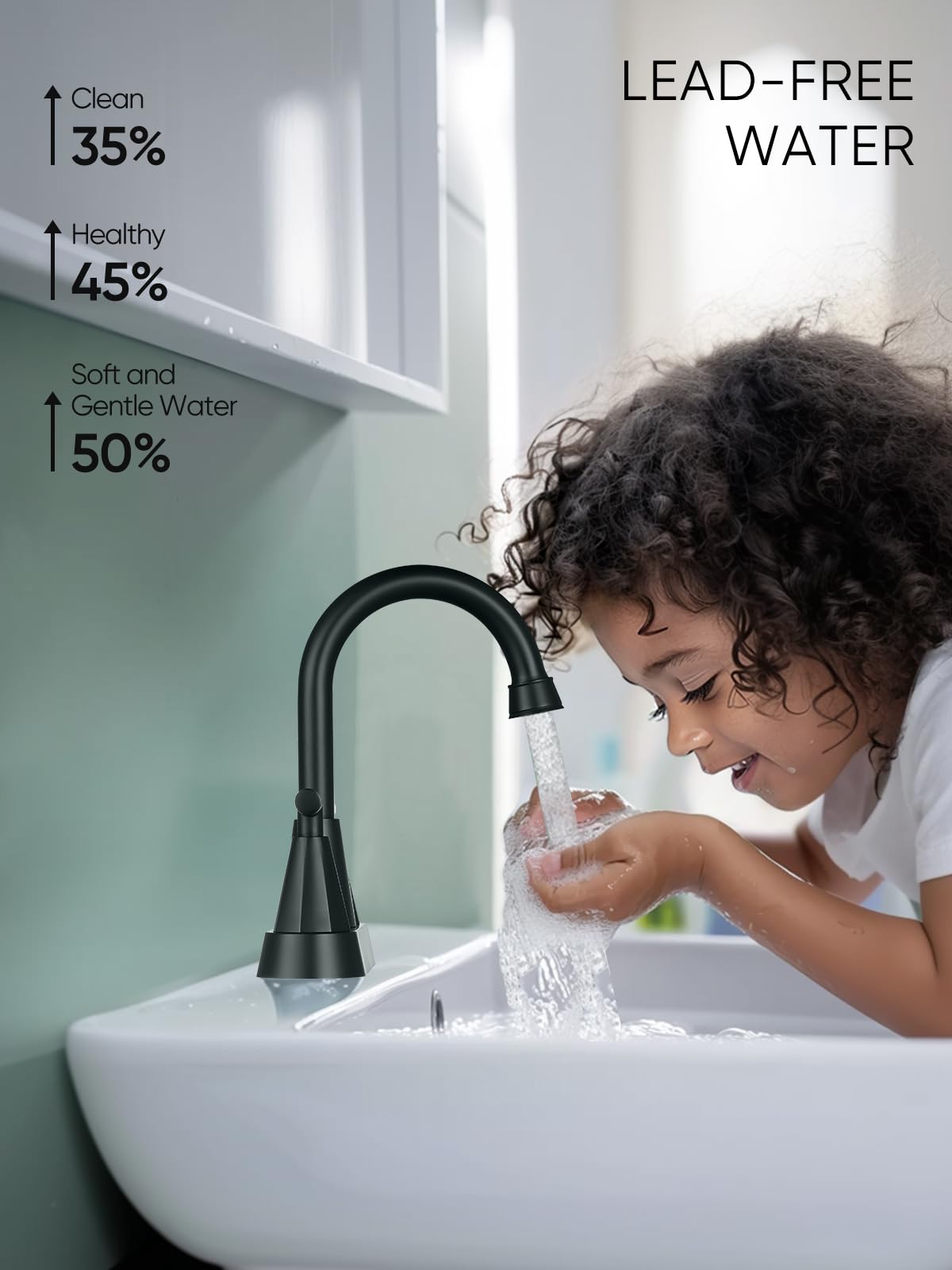 Cobbe 4 Inch 3-Hole Centerset Bathroom Faucet with Pop-Up Drain & 2 Supply Hoses - 2 Handle Matte Black Vanity Sink Faucet (2 Pack) - Perfect for Modern Bathroom Renovations & Guest Bathroom Upgrades
