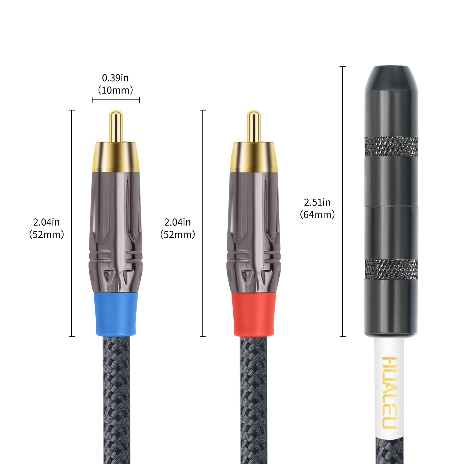 Premium 6.35mm Female to Dual RCA Male Stereo Audio Splitter Cable - 1 Foot - Connect DJ Equipment, Mixers, Amplifiers & Home Theater Systems