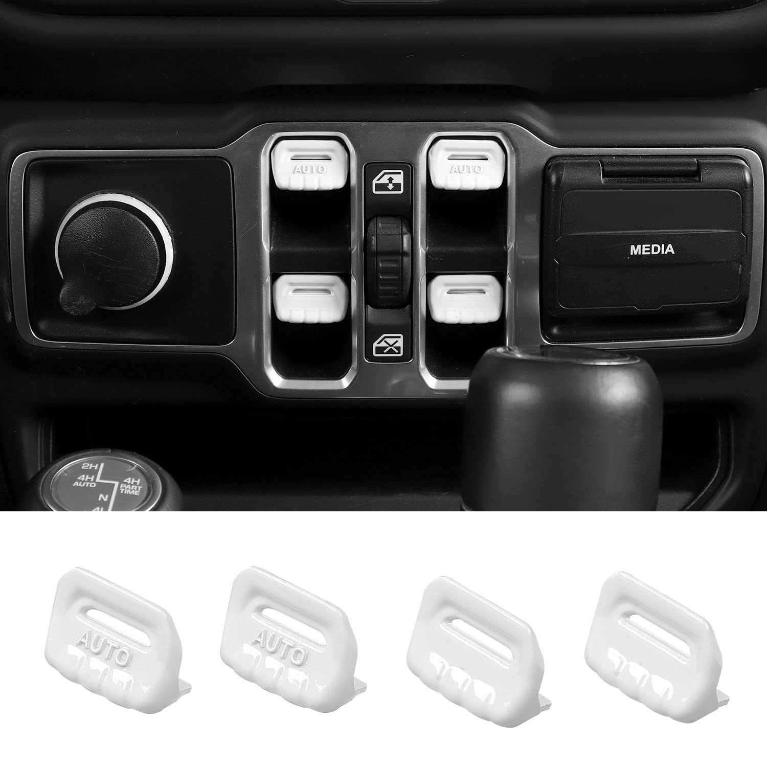 Jeep Wrangler JL JLU & Gladiator JT Window Switch Button Cover Trim (2018-2025) - Premium White Interior Accessories | Perfect for Off-Road Protection & Interior Customization