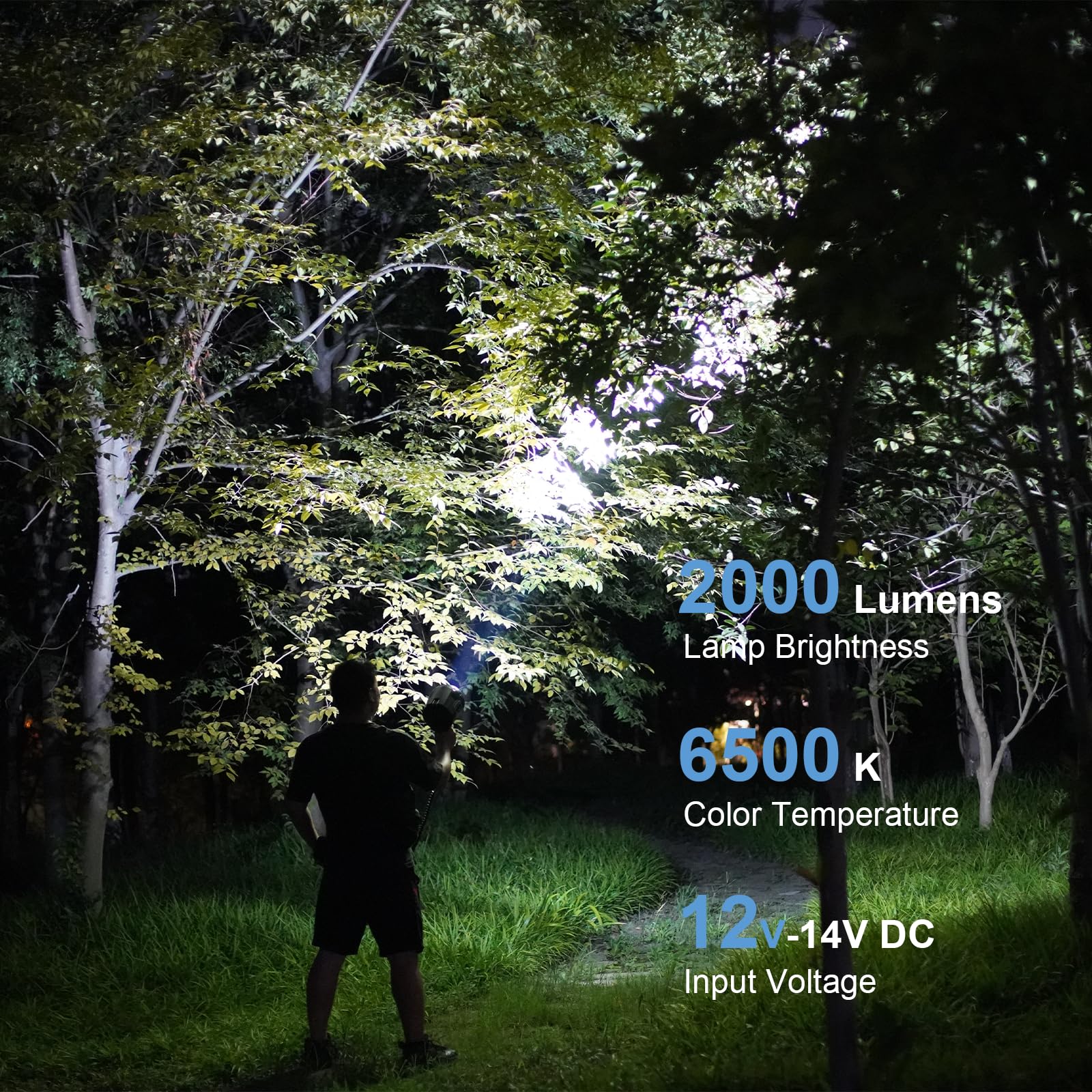GOODSMANN TACTICPRO 2000 Lumen HID Spotlight - Powerful Rechargeable Flashlight for Cars, Garage, Emergency, Boating, Fishing, Hunting, Camping, Hiking & Security | Water-Resistant & Durable Design for Outdoor Adventures