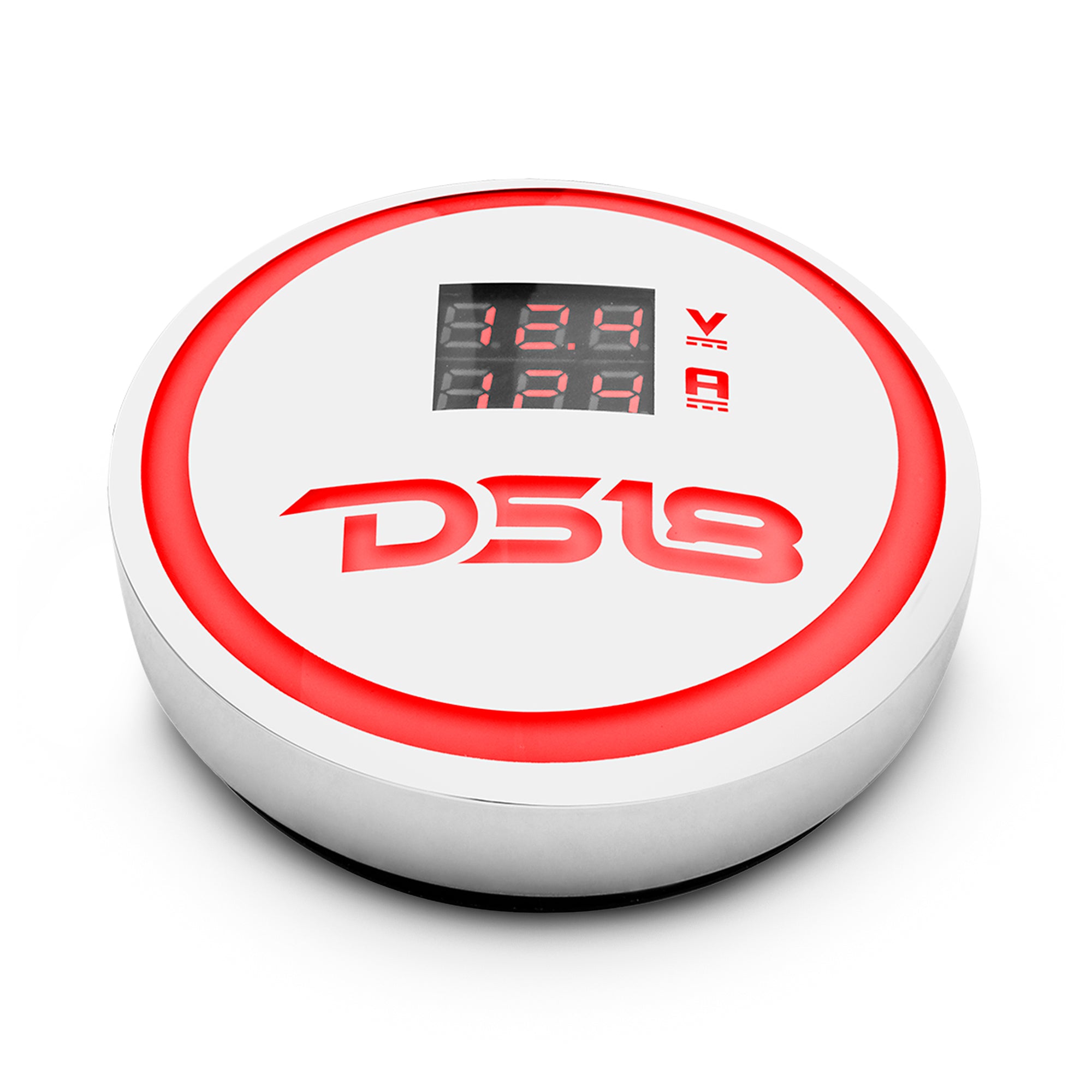 DS18 LBC6VAM Car Badge with RGB LED Lights & Digital Volt/Current Meter - Customizable Emblem for Vehicles, Motorcycles & Boats (Day & Night Use)