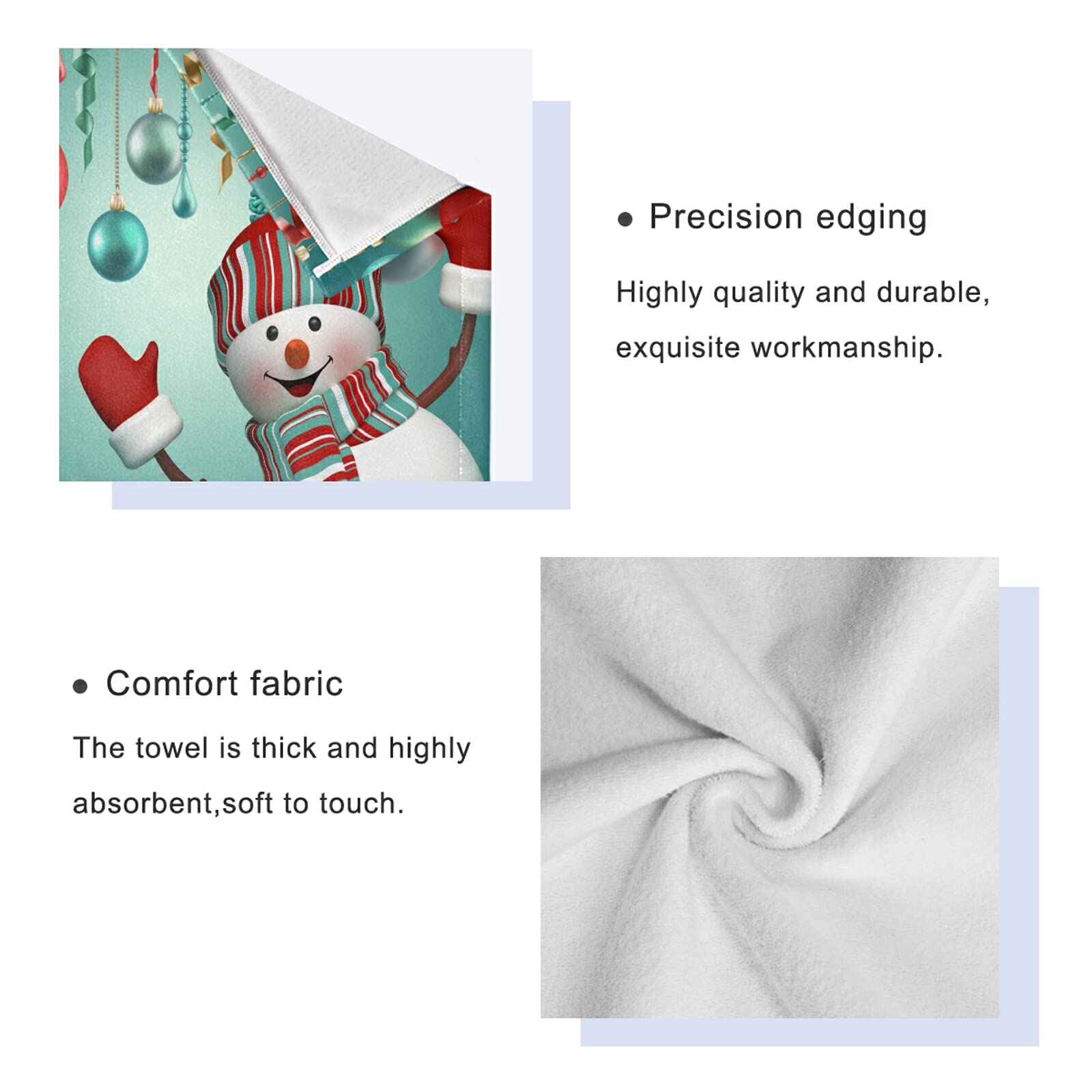 ALAZA Christmas Snowman Bath Towel Set - Luxury 3-Piece Decorative Towel Set (1 Bath Towel, 1 Hand Towel, 1 Washcloth) - Ultra Soft & Absorbent for Bathroom, Hotel, Gym, Yoga & Spa - Perfect for Holiday Decor & Cozy Winter Baths