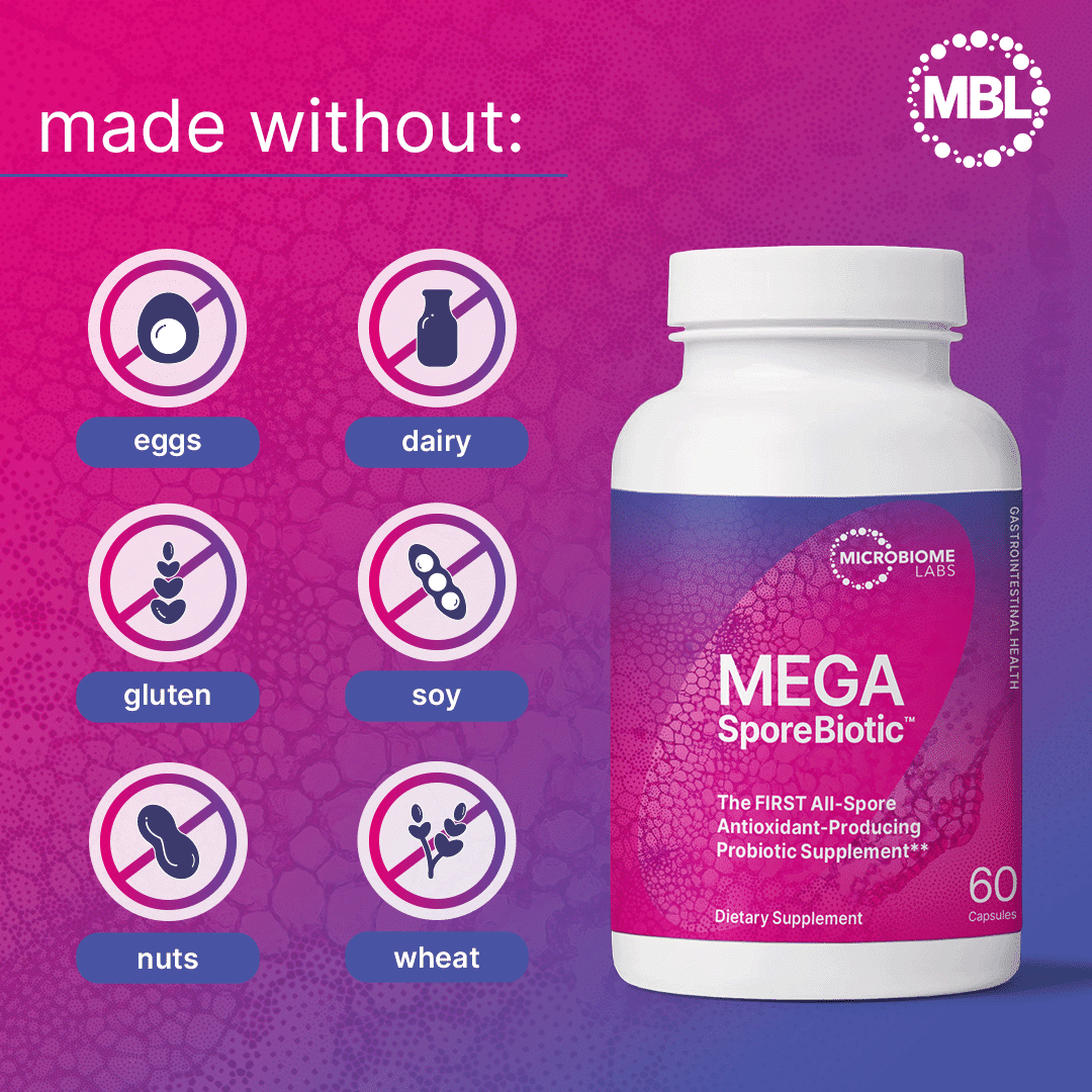 Microbiome Labs MegaSporeBiotic Probiotic Supplement - 60 Capsules for Gut Health & Immune Support - Ideal for Digestive Wellness & Daily Immune Boosting