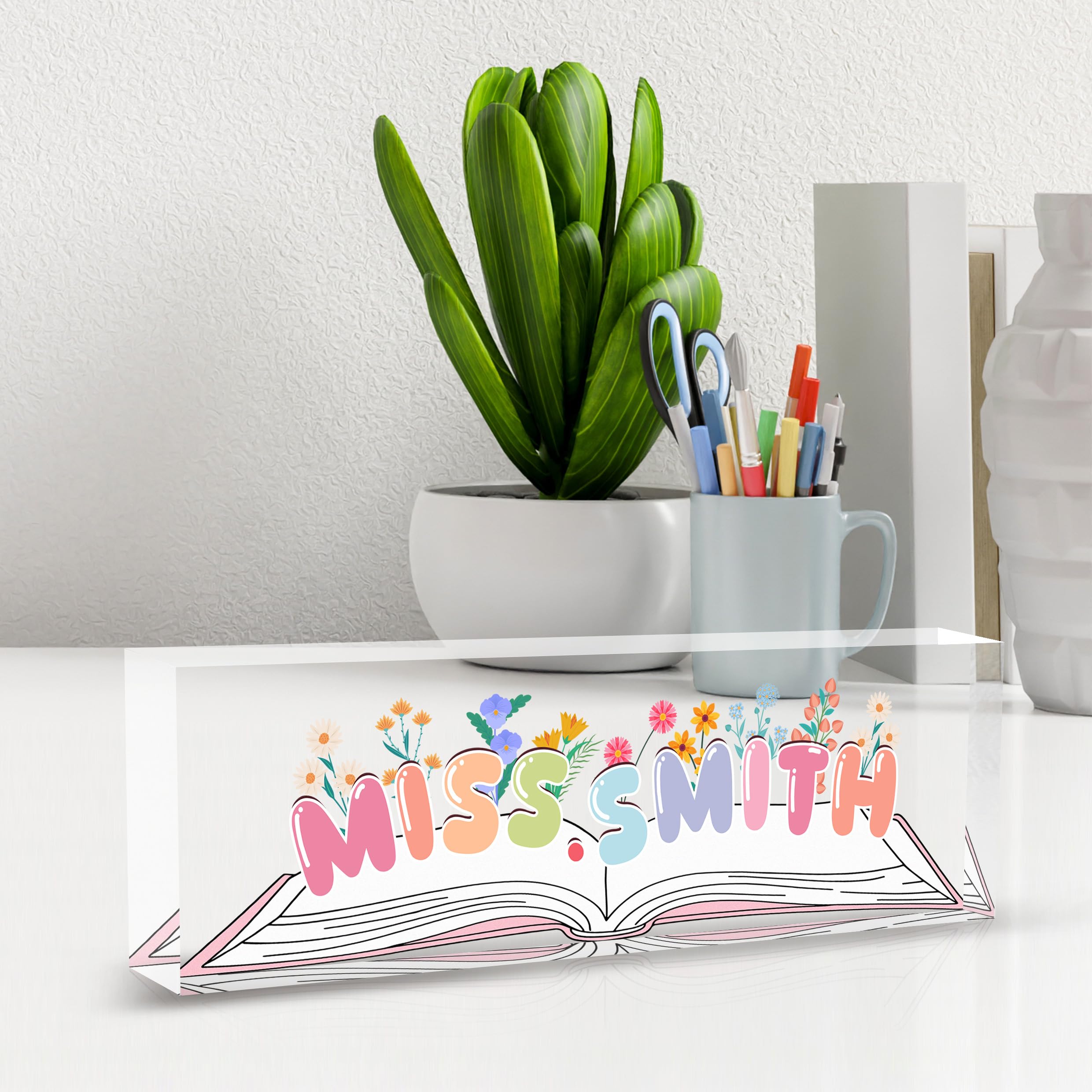 Personalized Acrylic Teacher Name Plate for Desk - Custom Office Nameplate for Educators - Perfect Teacher Appreciation Gift & Desk Decor for Classrooms, Offices & Home Workspaces